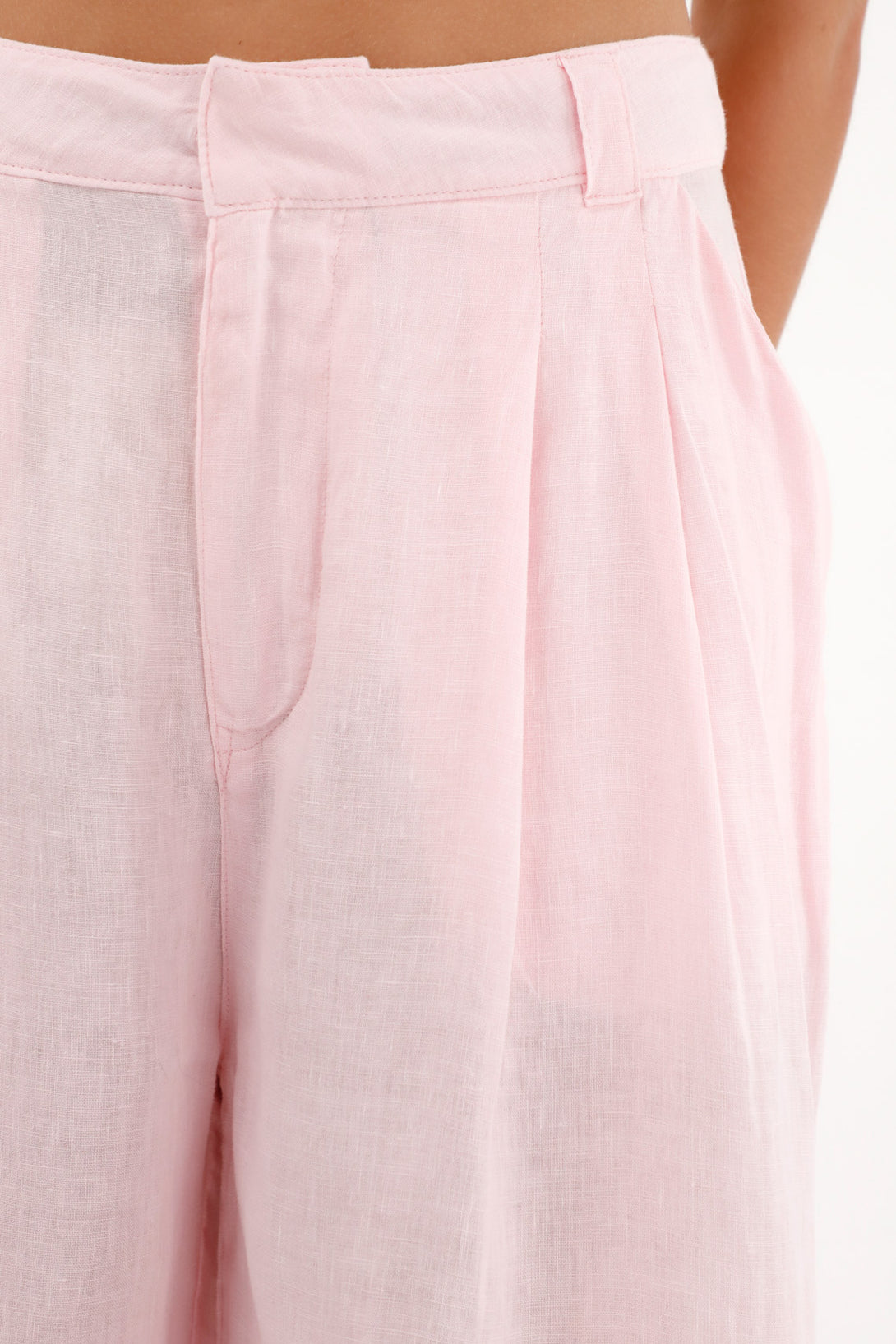 Women's 100% linen pink pants