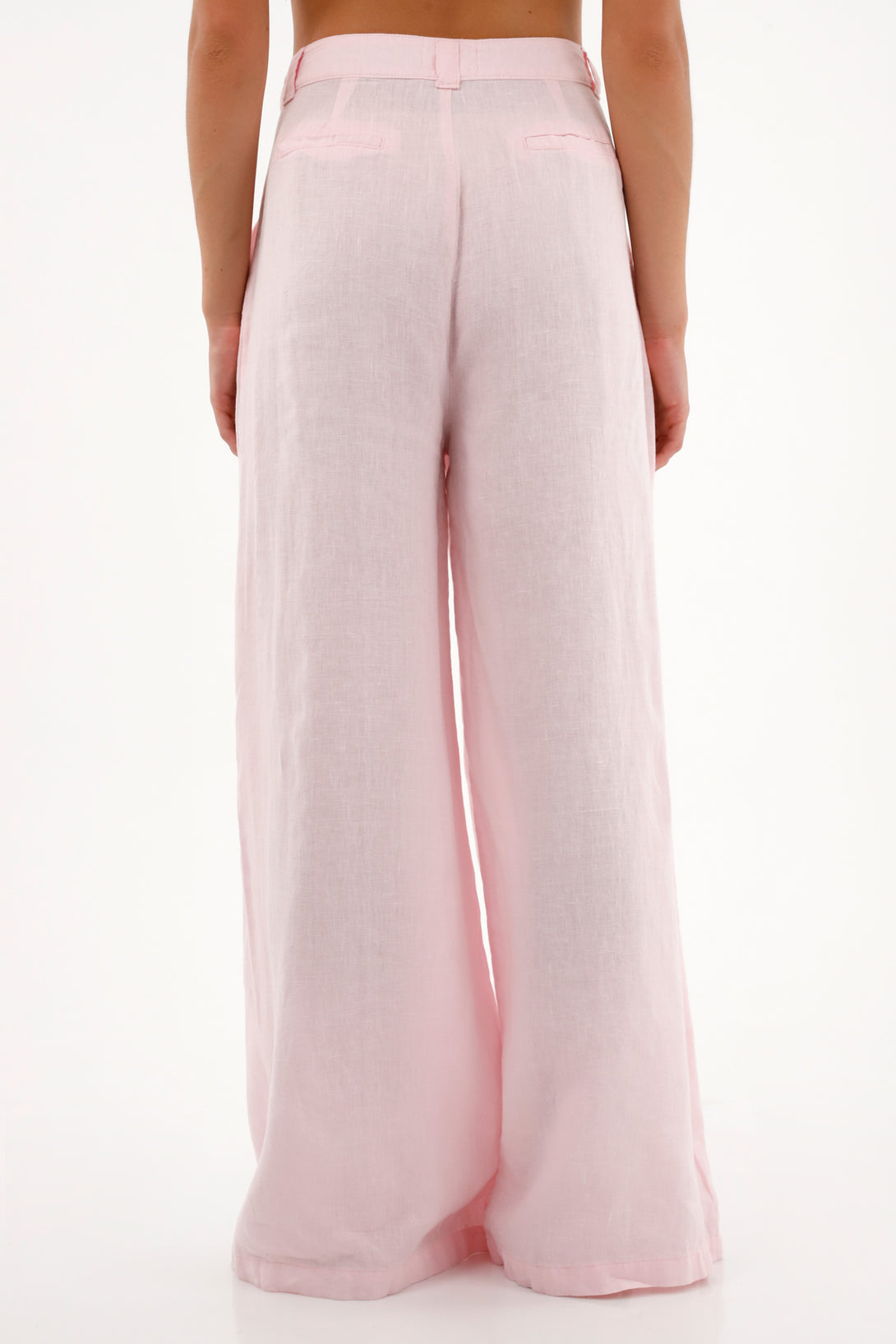 Women's 100% linen pink pants