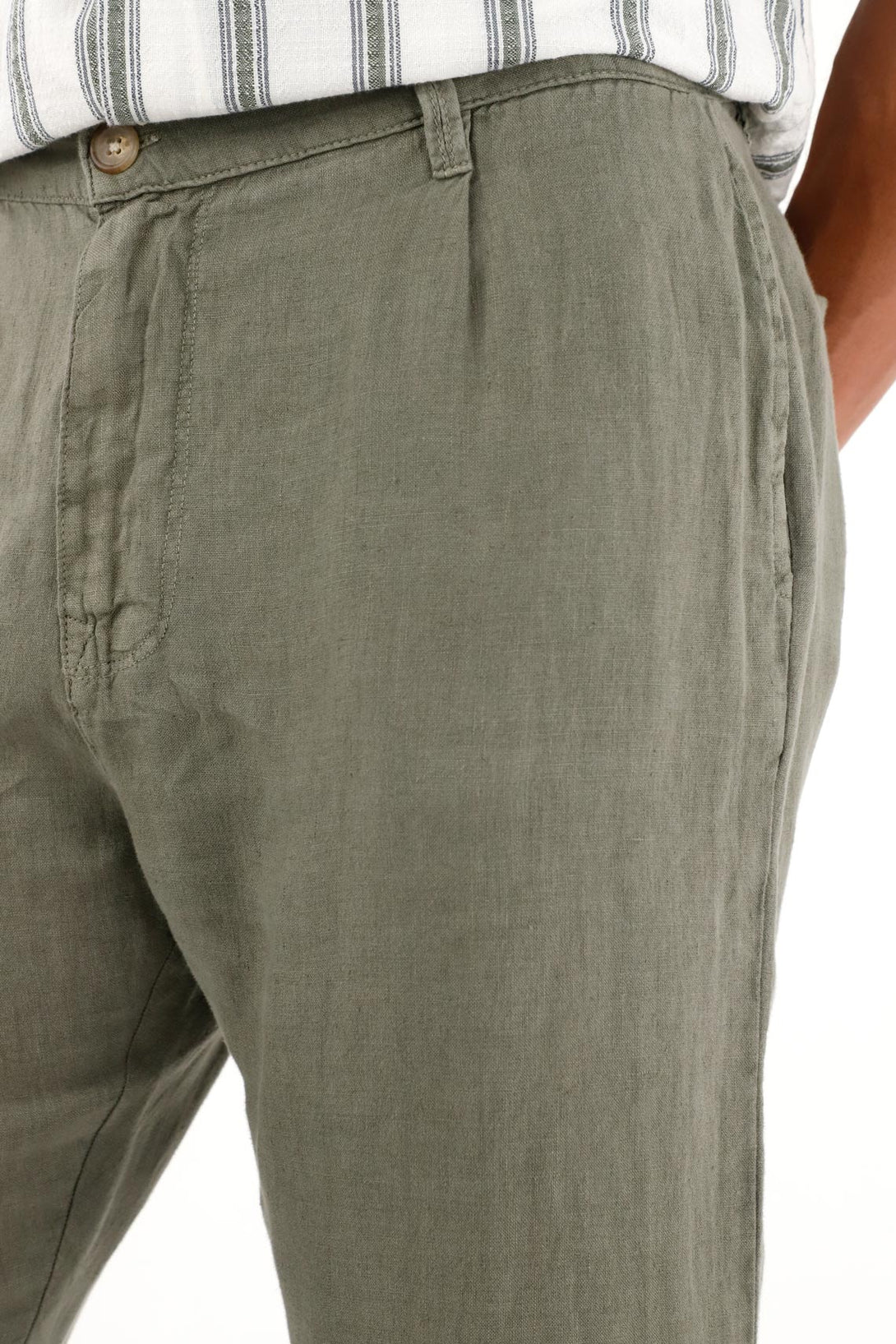Descubre nuestro pantalÃƒÂ³n tipo chino verde en lino 100% para hombre: ligero, cÃƒÂ³modo y con un estilo elegante. Ã‚Â¡Compra ahora y eleva tu look!