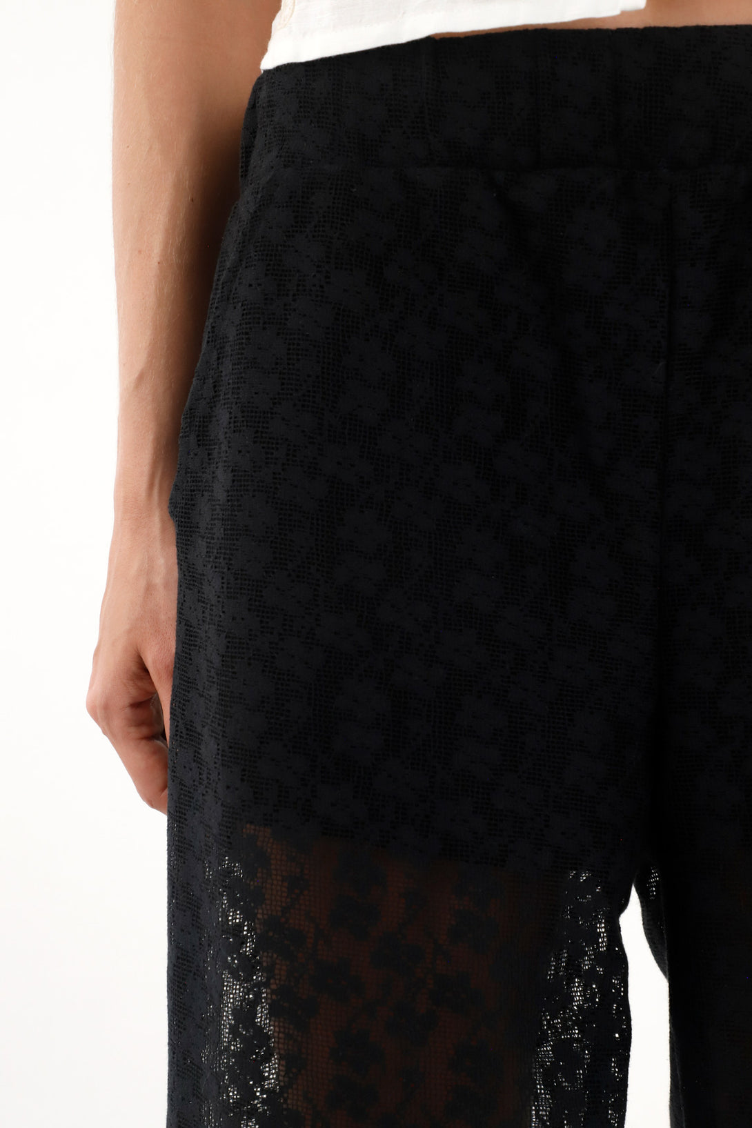 Women's Black Lace Straight Pants