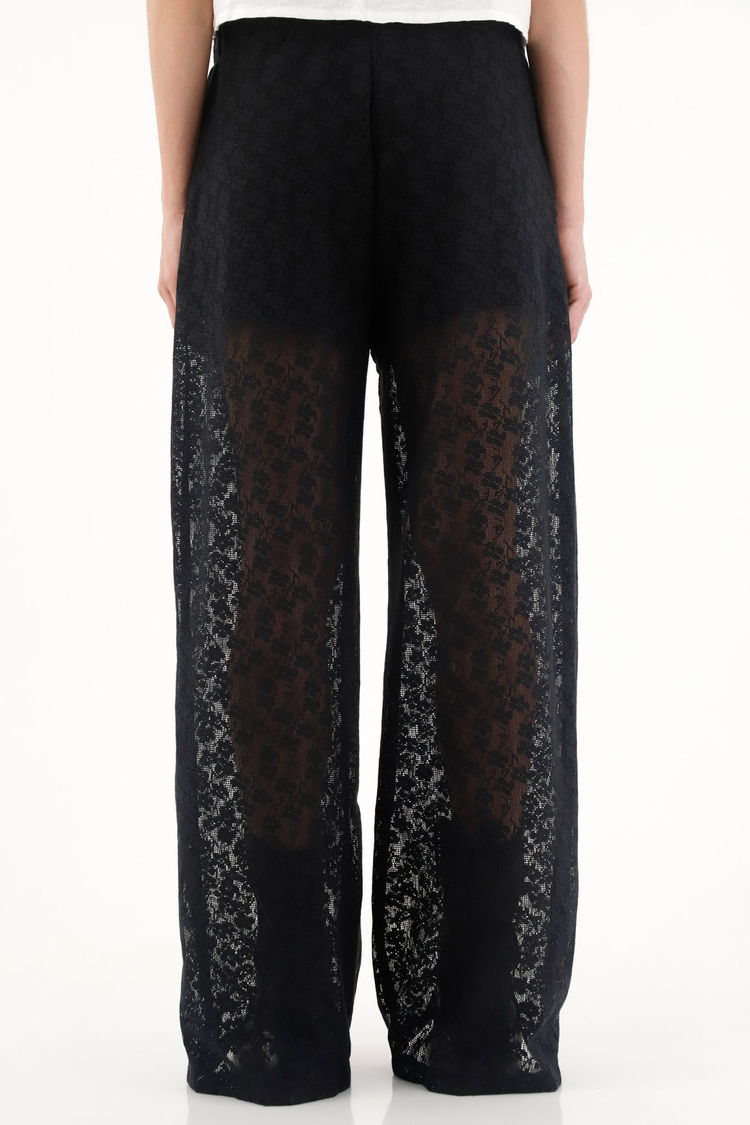 Women's Black Lace Straight Pants