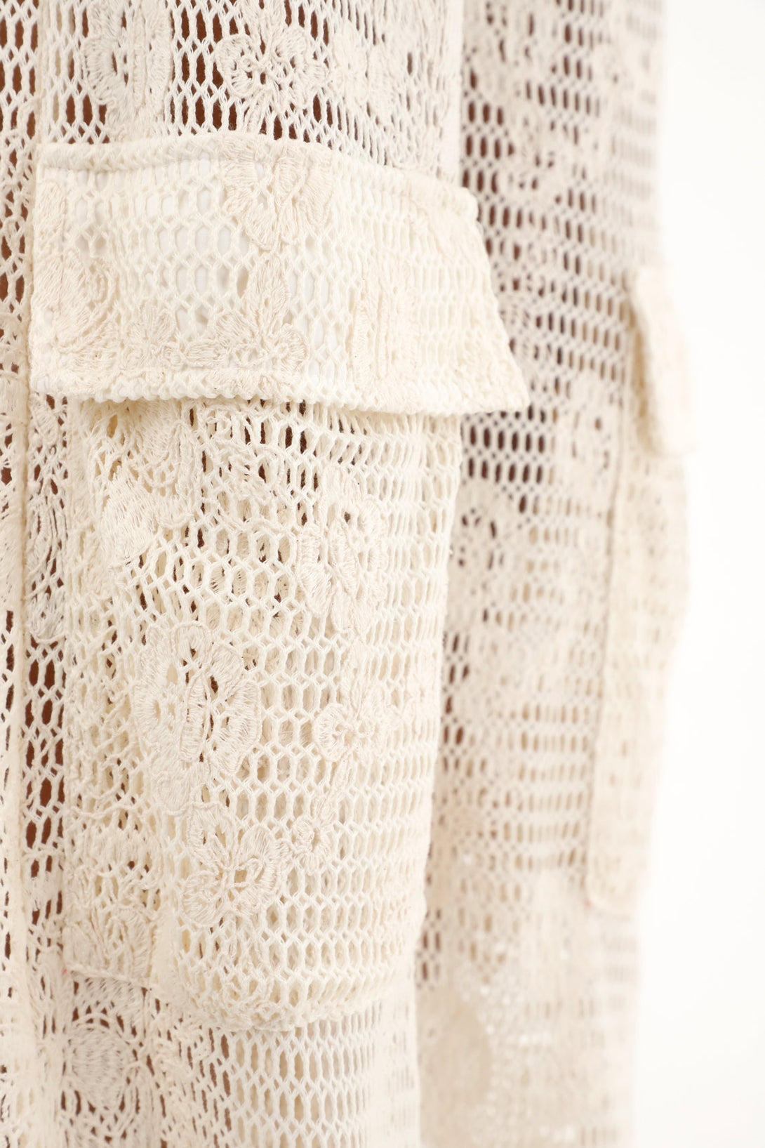 Women's embroidered mesh cargo pants
