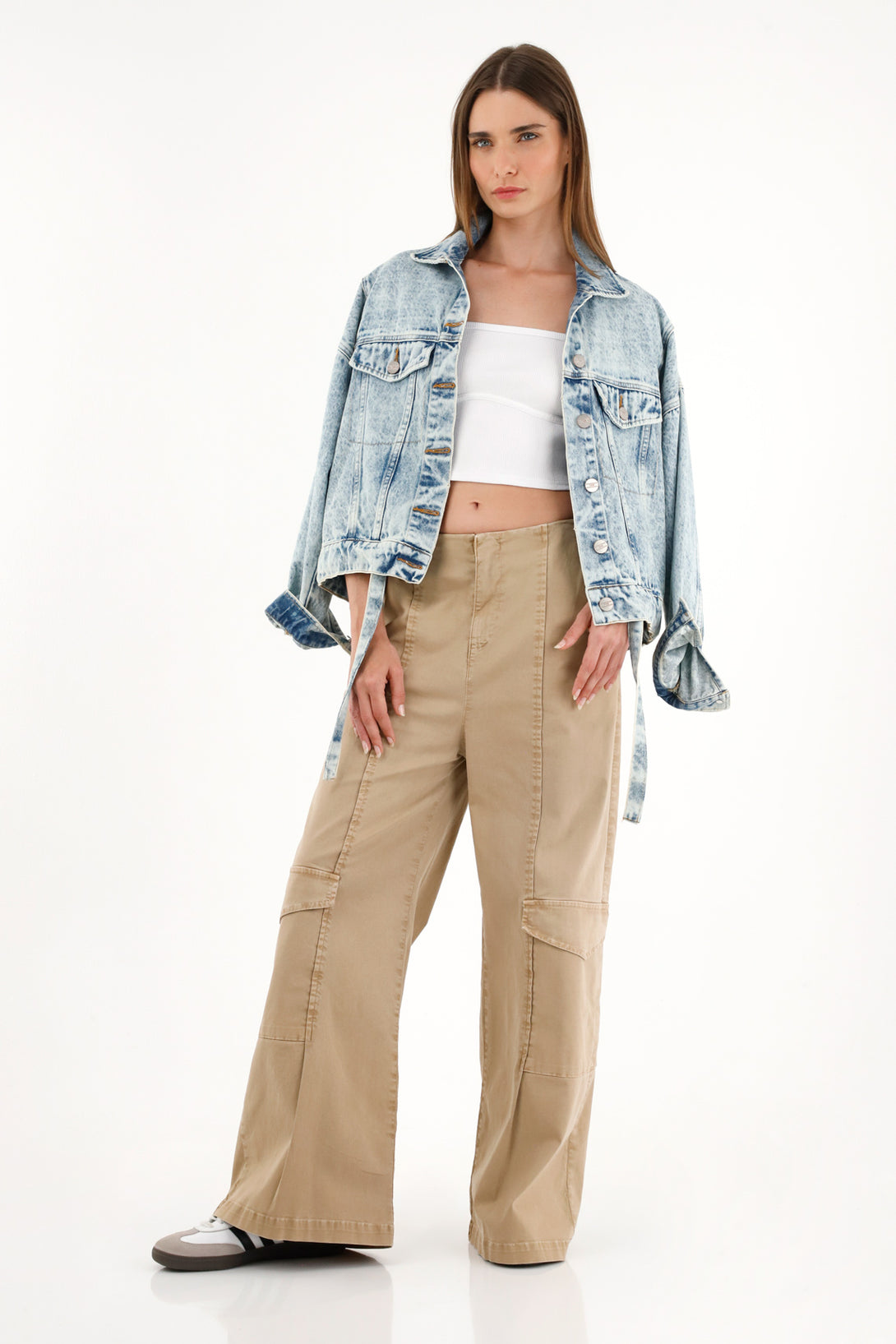 Women's Brown Wide-Leg Cargo Pants