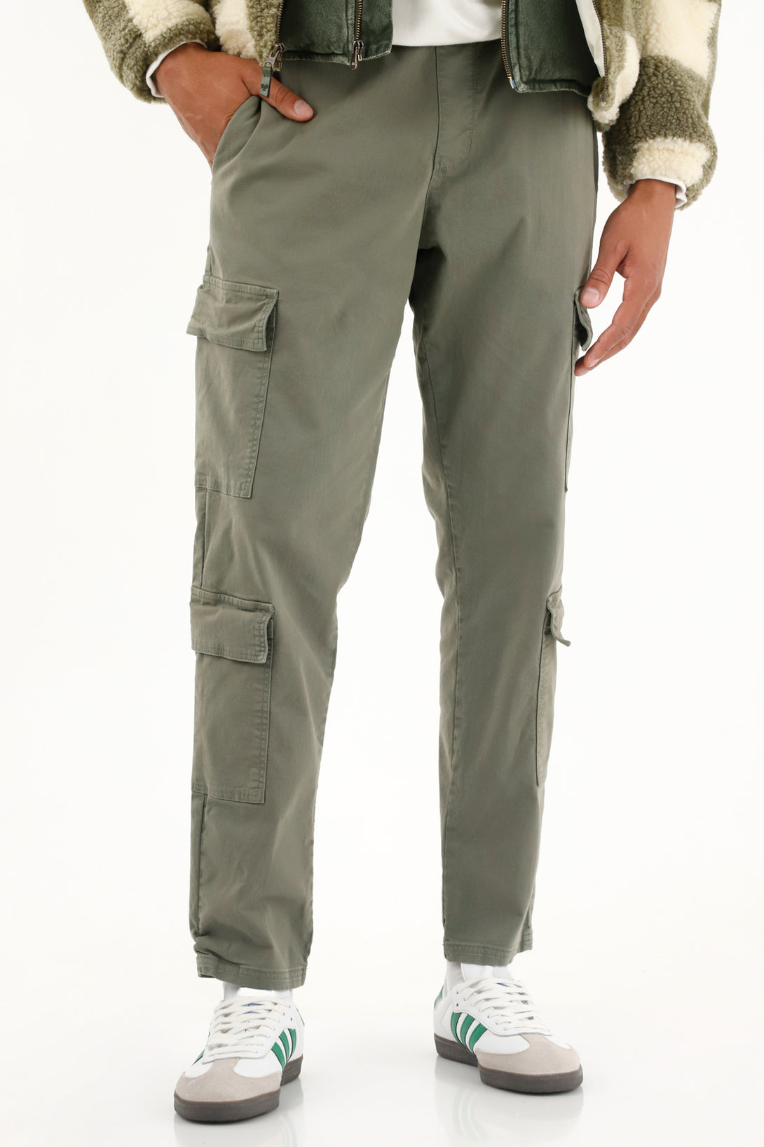 Men's green drill jogger pants