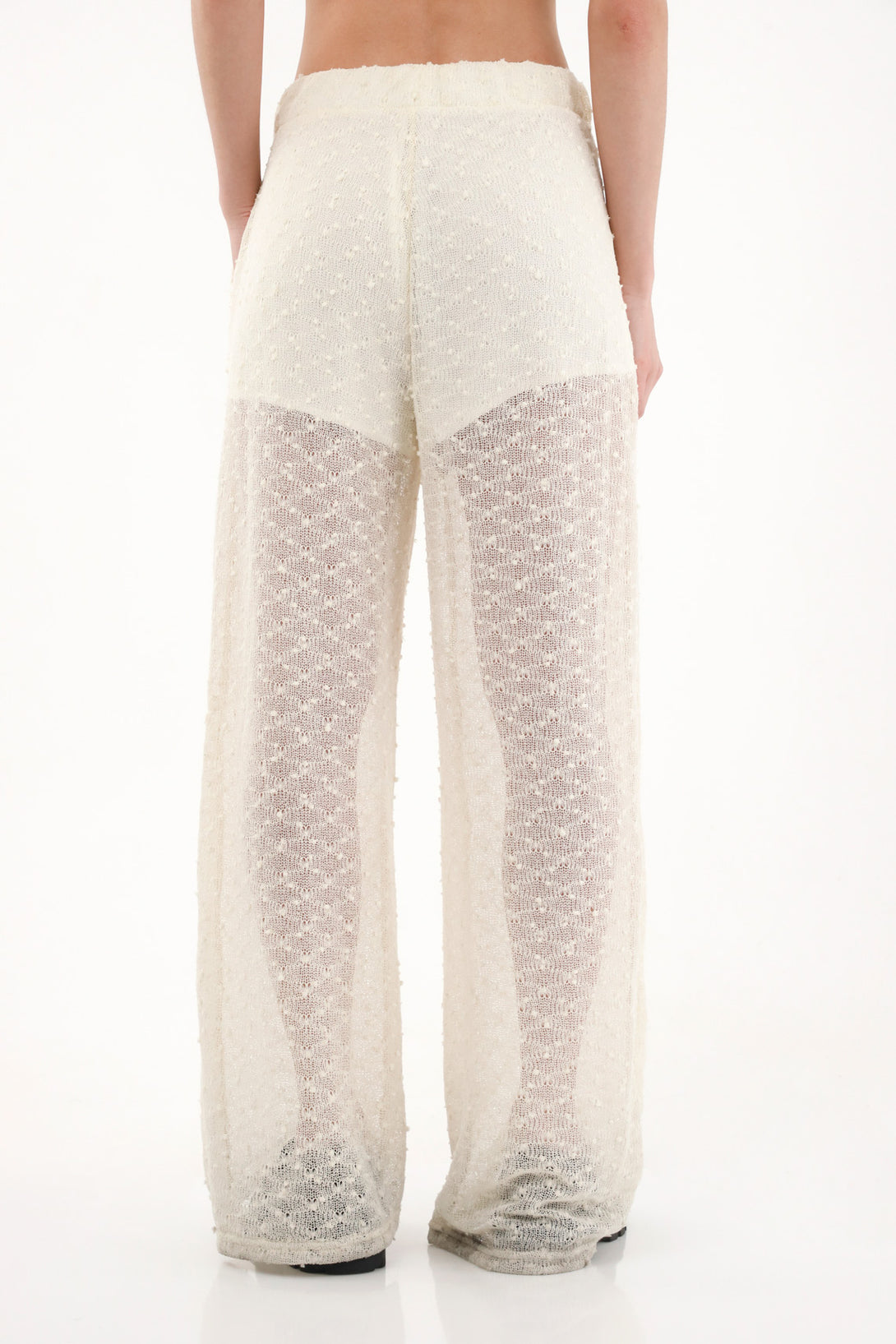 Pantalón Wide Leg crudo tejido para mujer