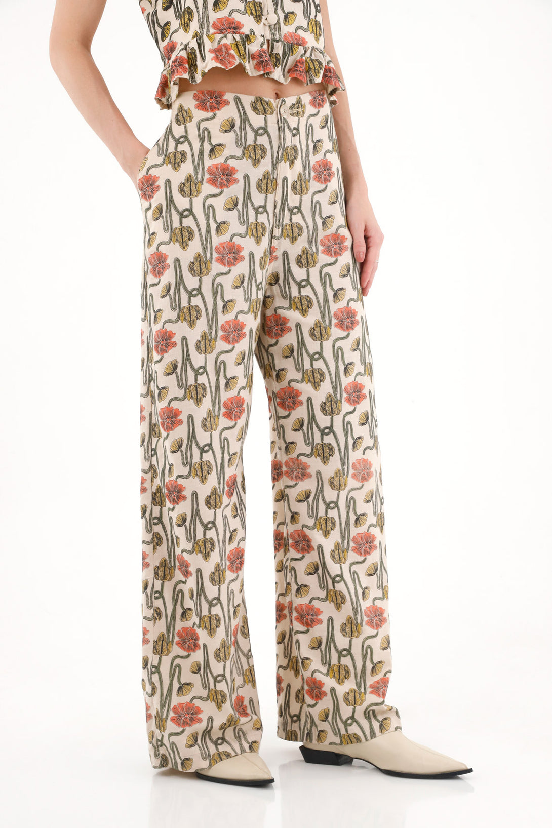 Women's Straight Leg Pants with Embossed Print