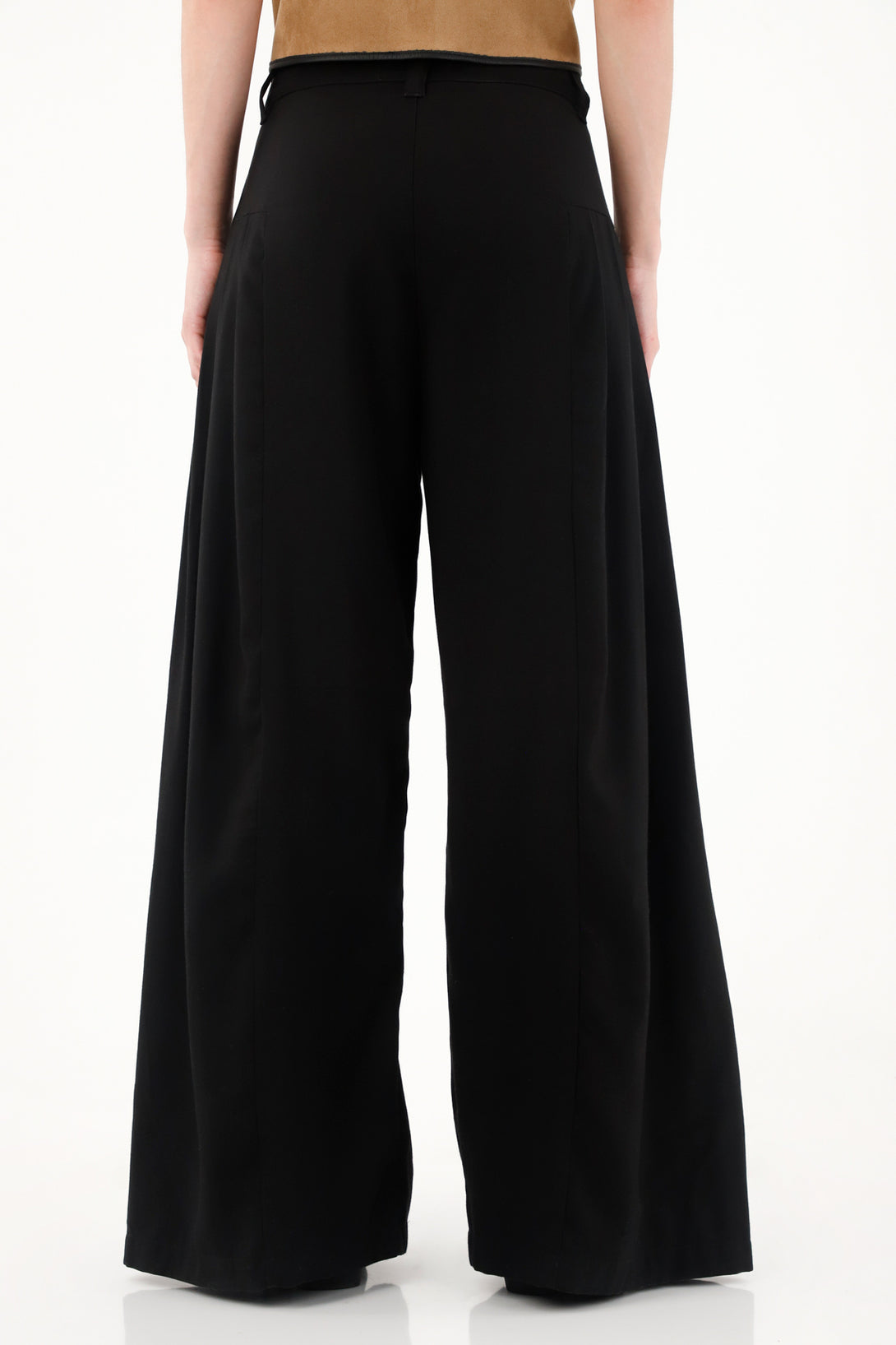 Women's Black Wide Leg Trousers with Pleats