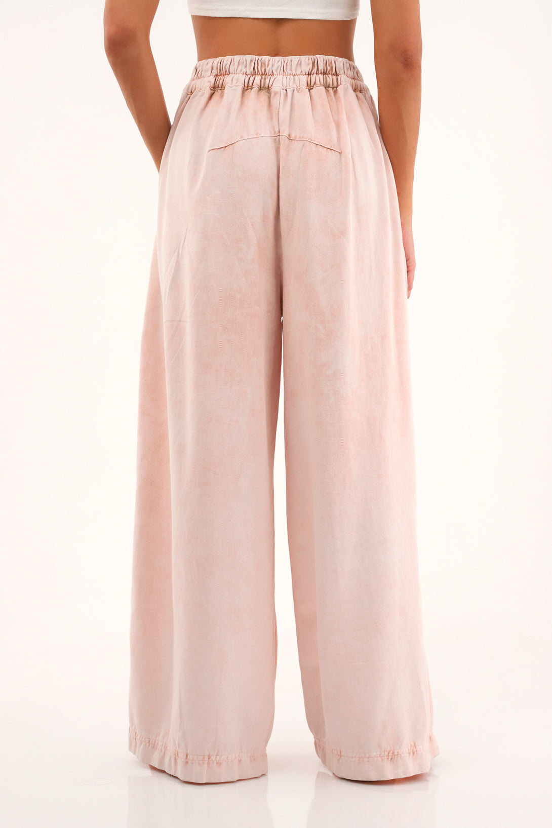 Pantalón Wide Leg tiro alto rosado para mujer