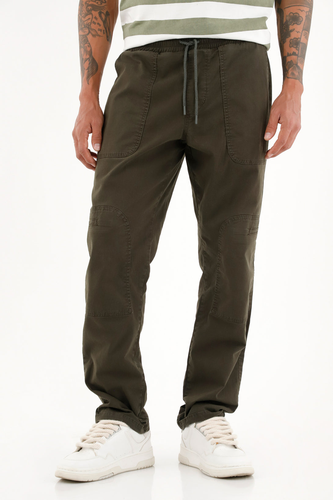 Pantalón Recto verde con pretina elástica para hombre