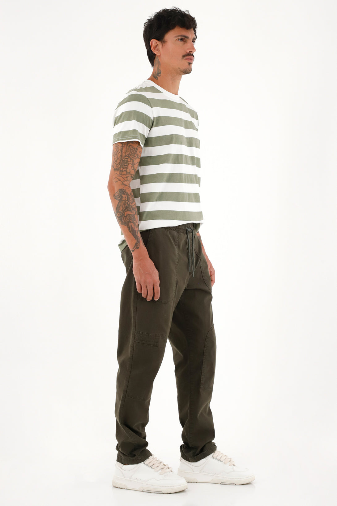 Pantalón Recto verde con pretina elástica para hombre