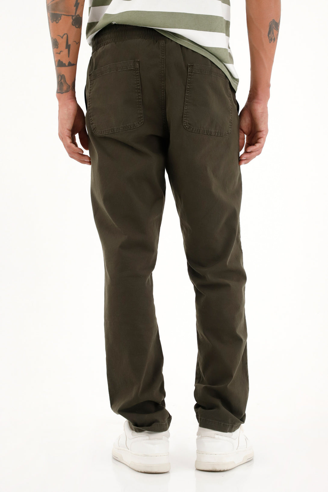 Pantalón Recto verde con pretina elástica para hombre