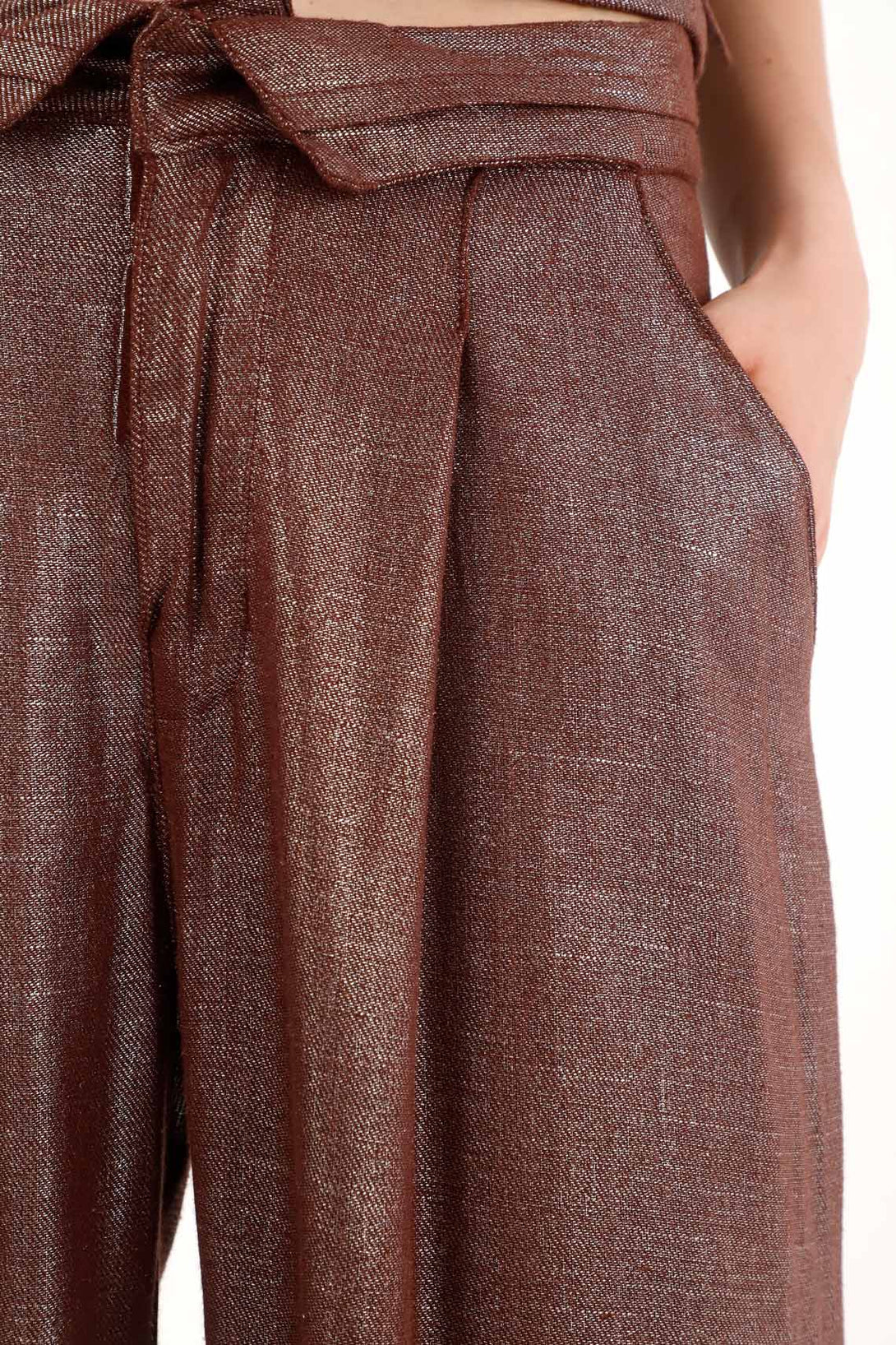 Pantalón Wide Leg efecto metalizado para mujer