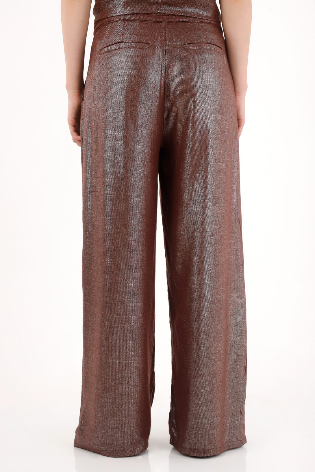Pantalón Wide Leg efecto metalizado para mujer