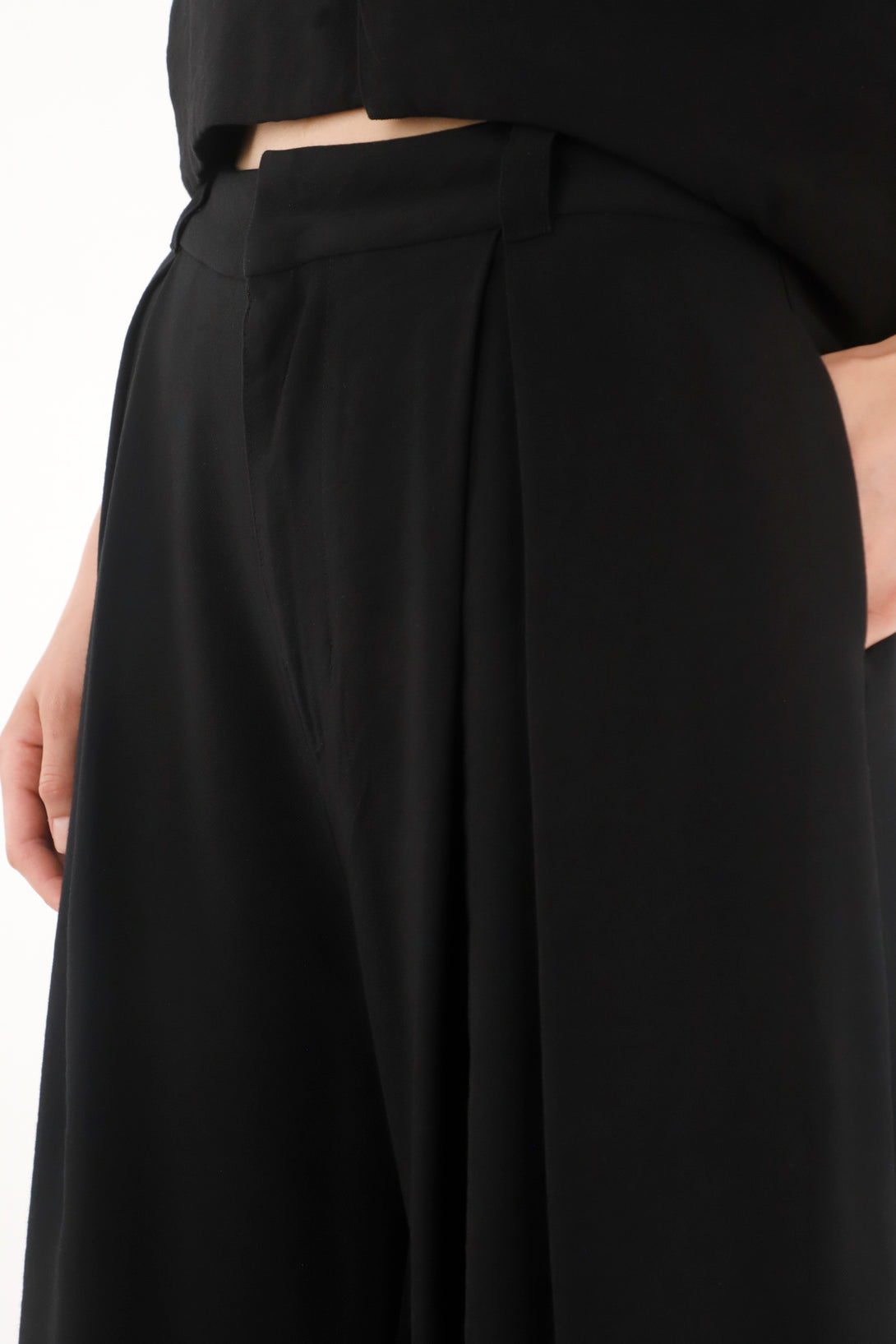Women's Black Wide Leg Tailored Trousers