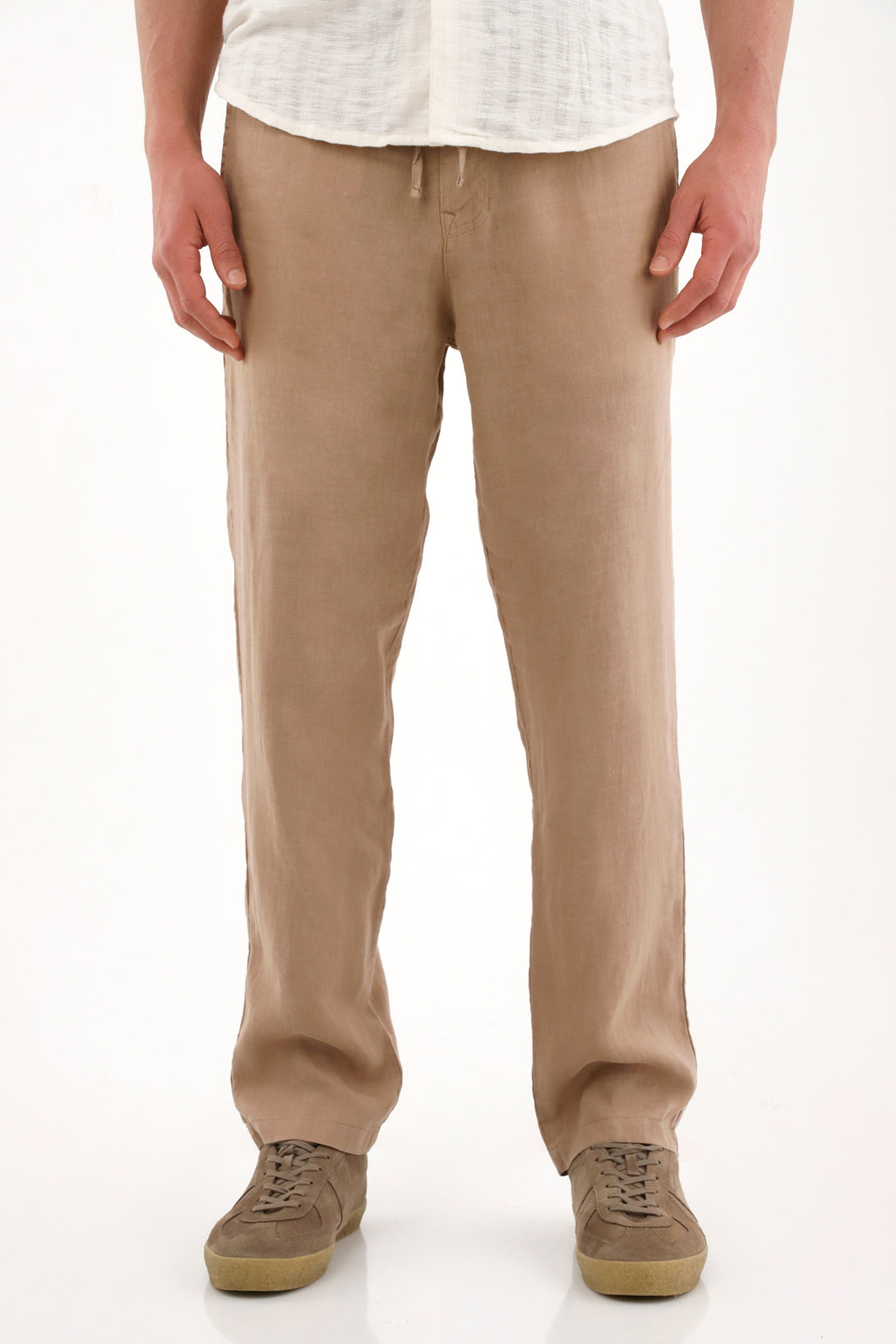 Men's 100 Percent Linen Brown Chino Pants