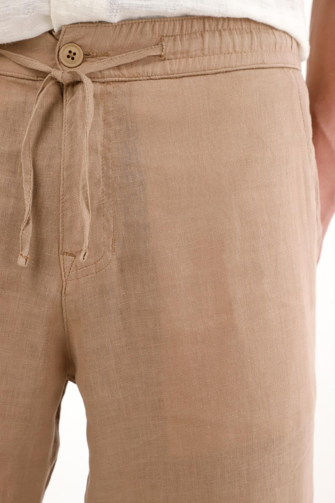 Men's 100 Percent Linen Brown Chino Pants