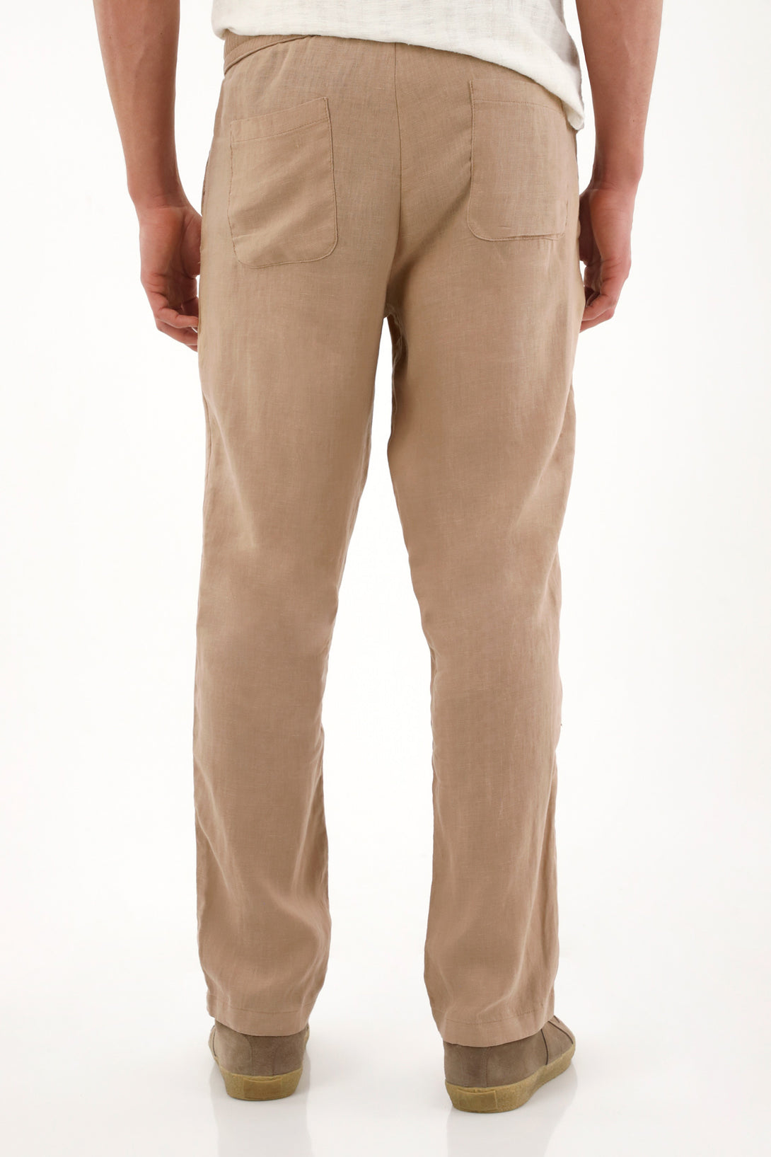 Men's 100 Percent Linen Brown Chino Pants