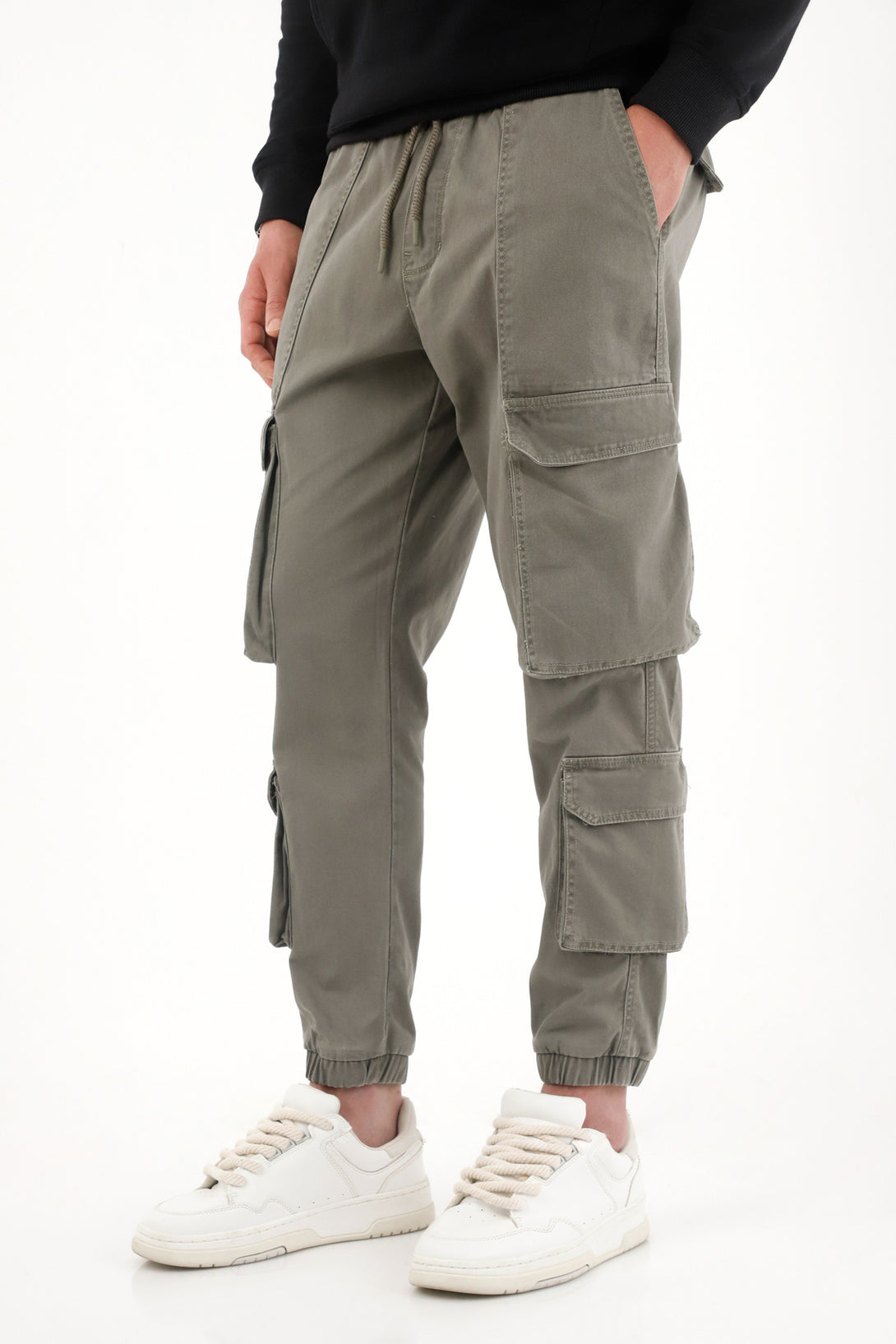 Men's Grey Jogger Pants with Elastic Waistband