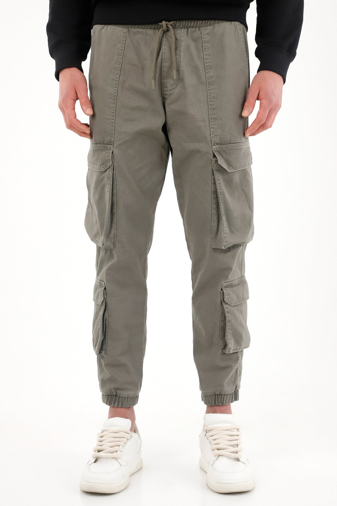 Men's Grey Jogger Pants with Elastic Waistband