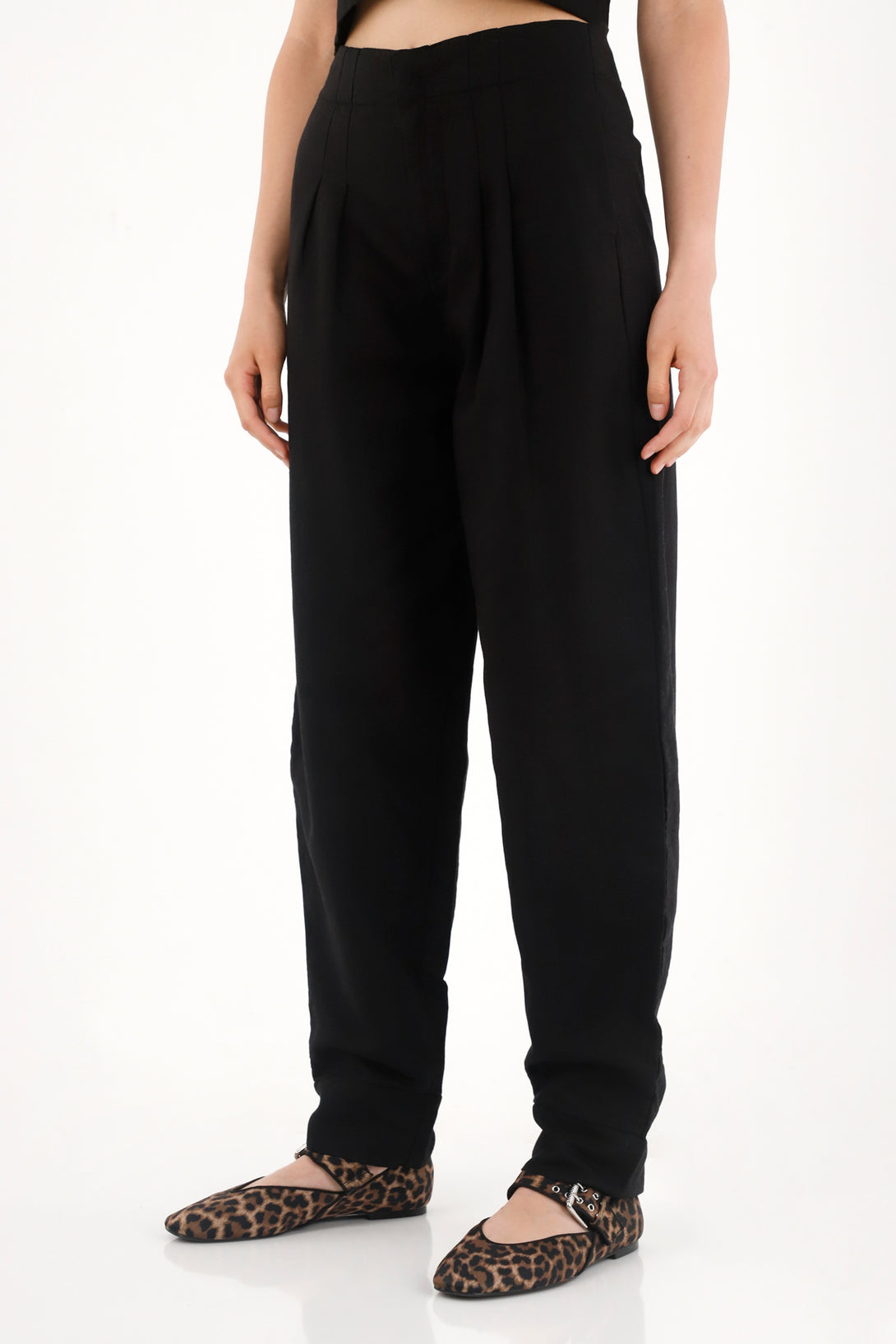 Women's Black 100% Linen Chino Pants