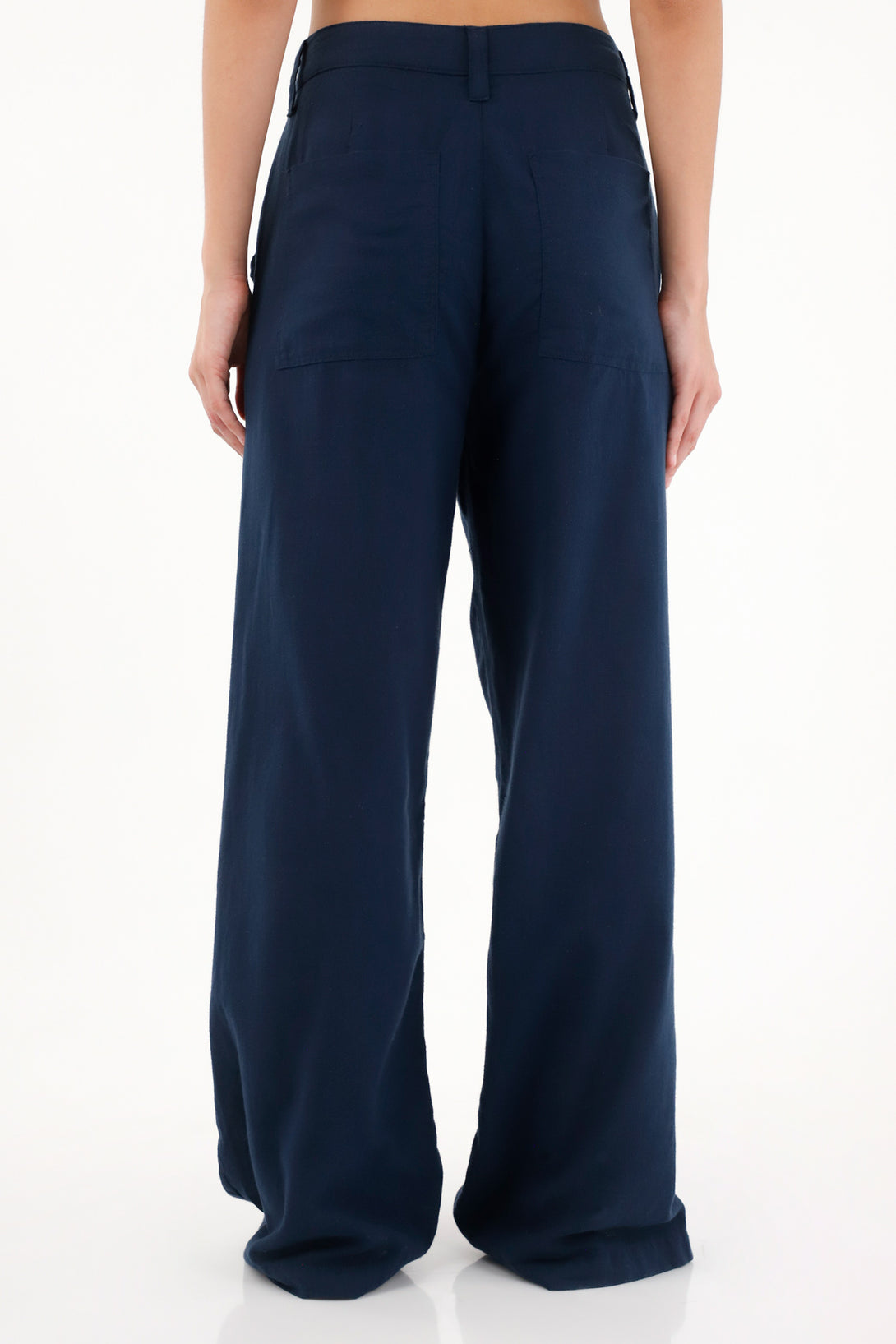Women's Straight-Leg Pants with Embroidered Details in Blue
