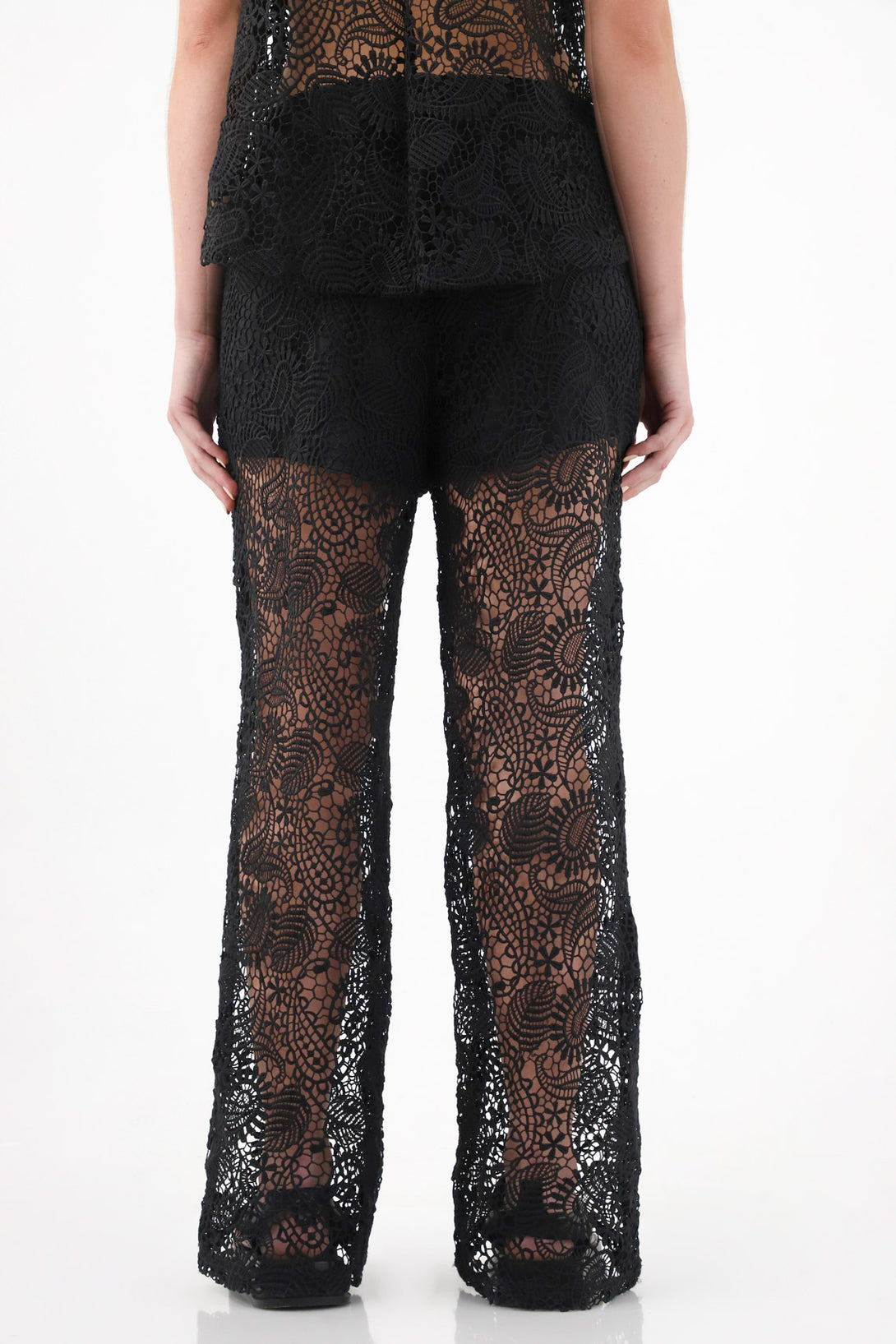 Pantalón Recto en encaje negro para mujer