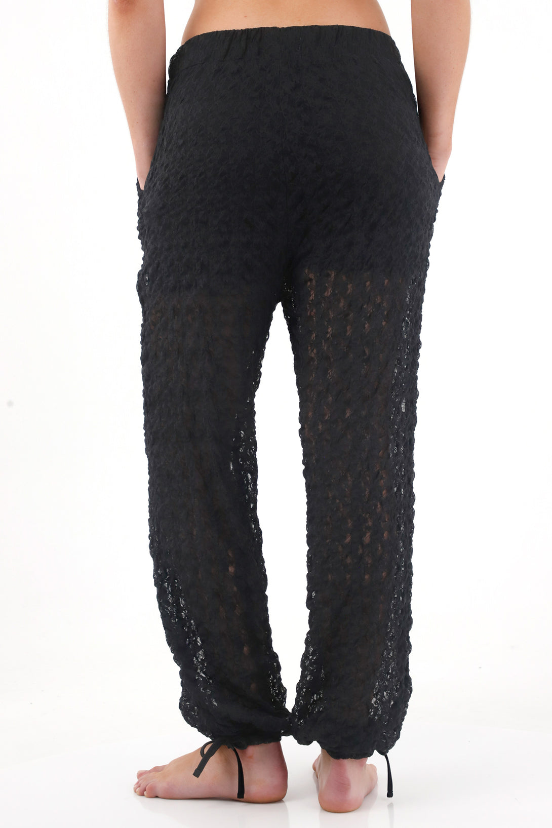 Women's Black Jogger Pants with Adjustable Ties