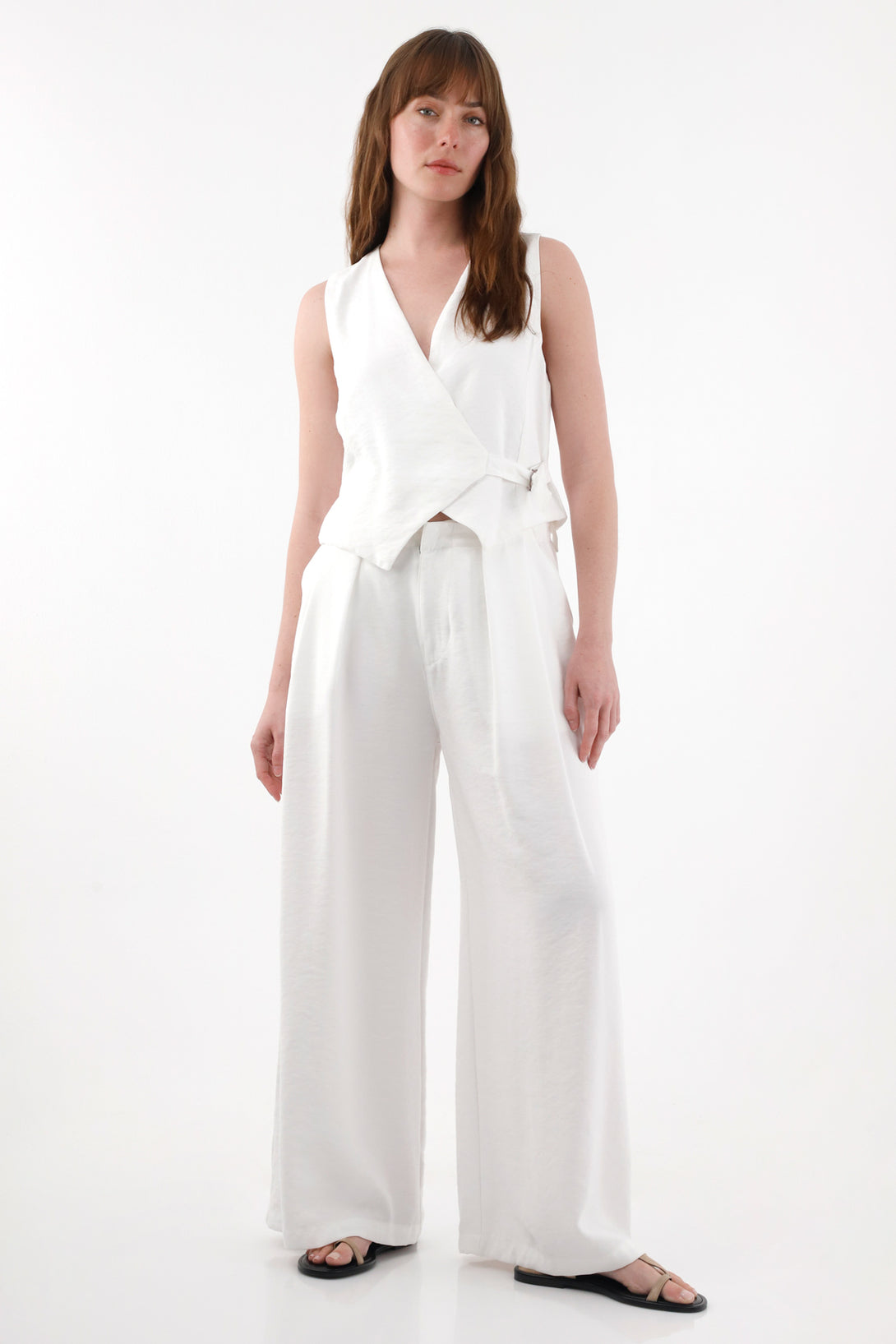 Women's Wide Leg Trousers in Cream
