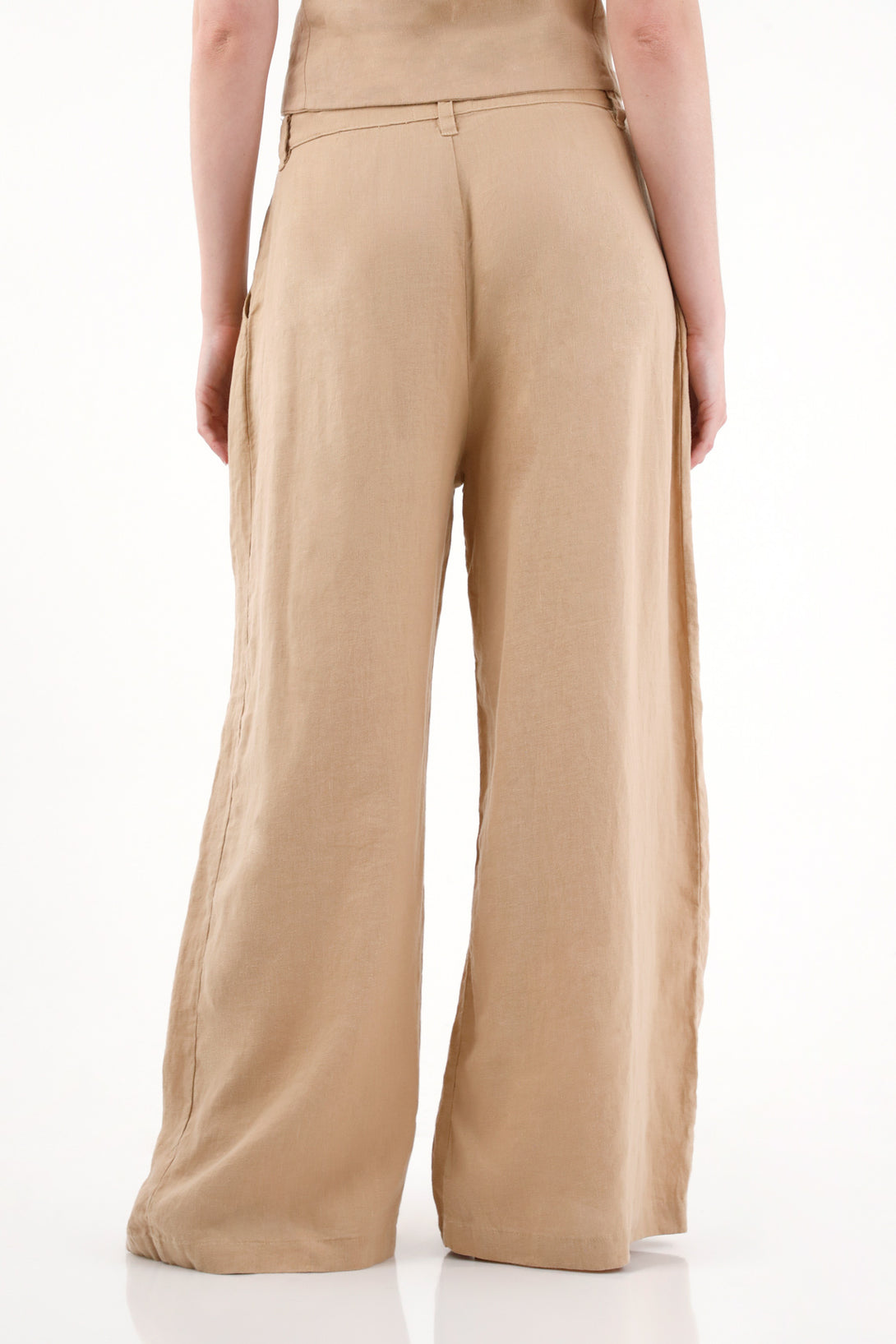Women's Wide Leg Linen Trousers in Natural Color