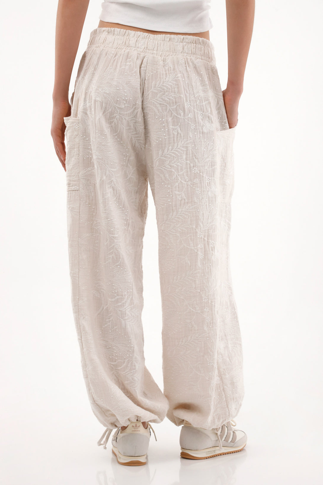 Women's Gray Embroidered Jogger Pants