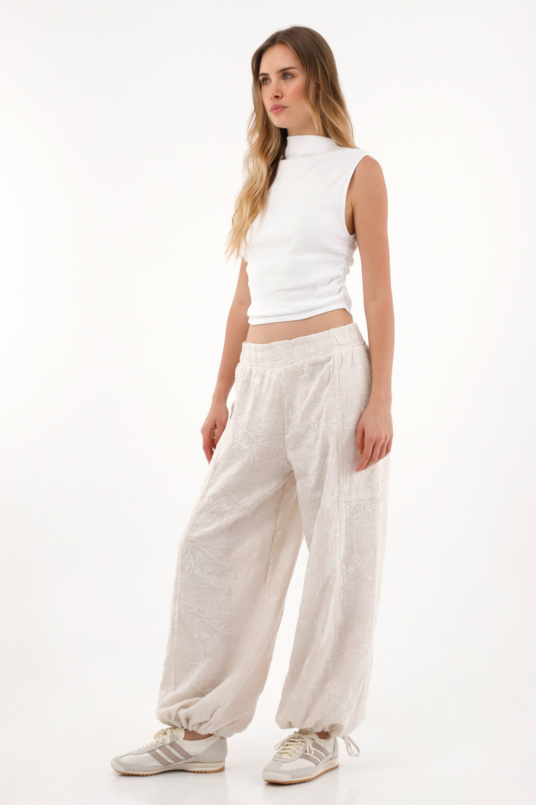 Women's Gray Embroidered Jogger Pants