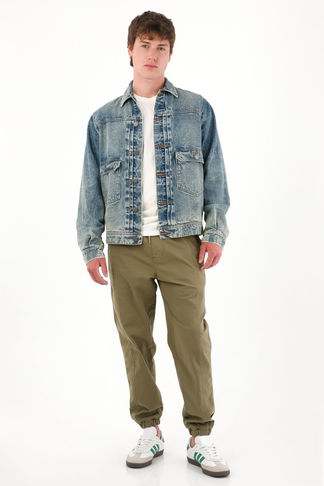 Pantalón tipo jogger de pretina elástica verde para hombre