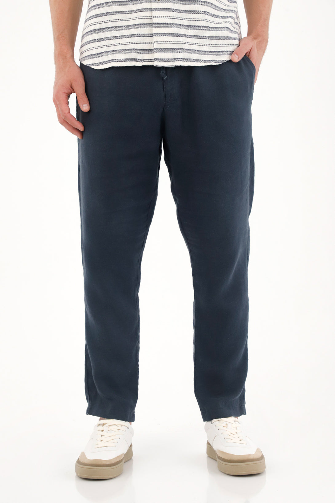 Blue 100% Linen Chino Pants for Men