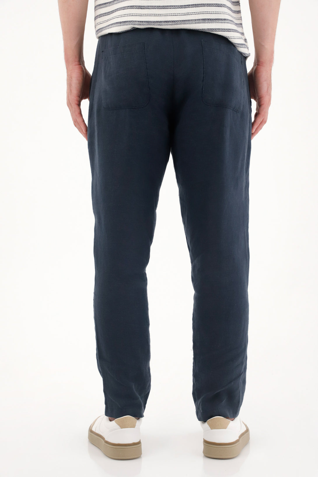 Blue 100% Linen Chino Pants for Men