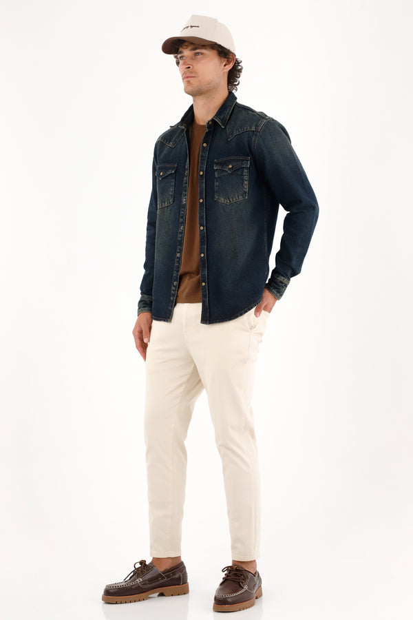 Pantalón chino crudo para hombre