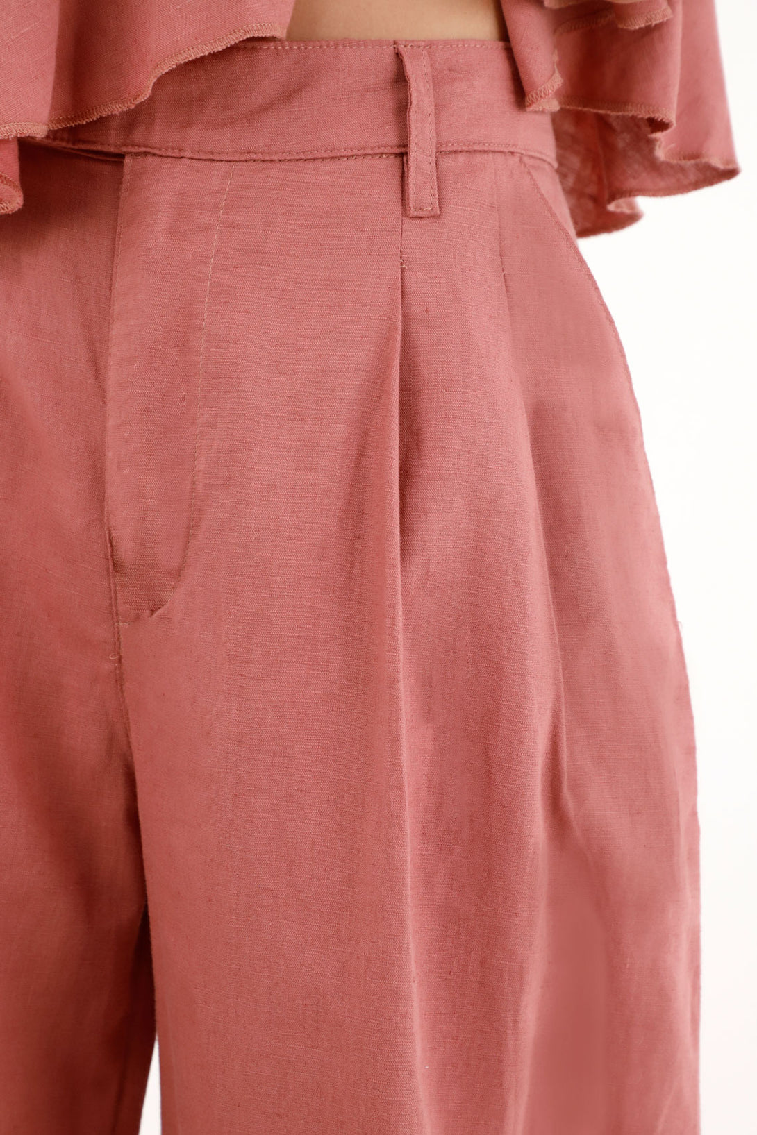 Pantalón Wide Leg con prenses rosado para mujer