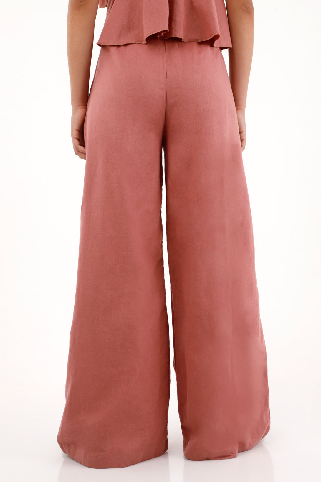 Pantalón Wide Leg con prenses rosado para mujer