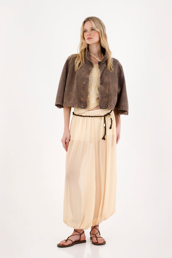 Women's Loose Pants with Inner Shorts in Cream