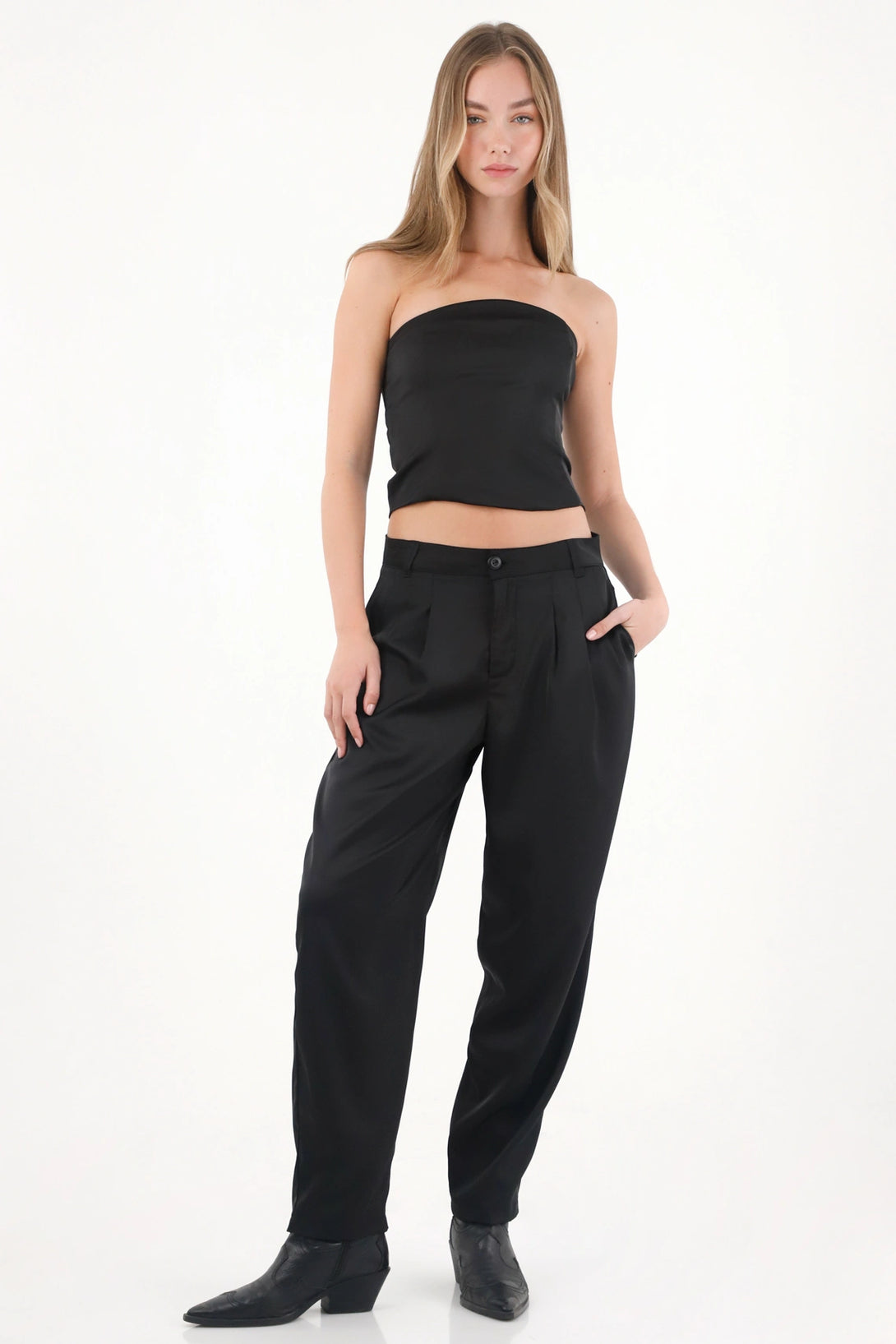 Black Satin Pants for Women