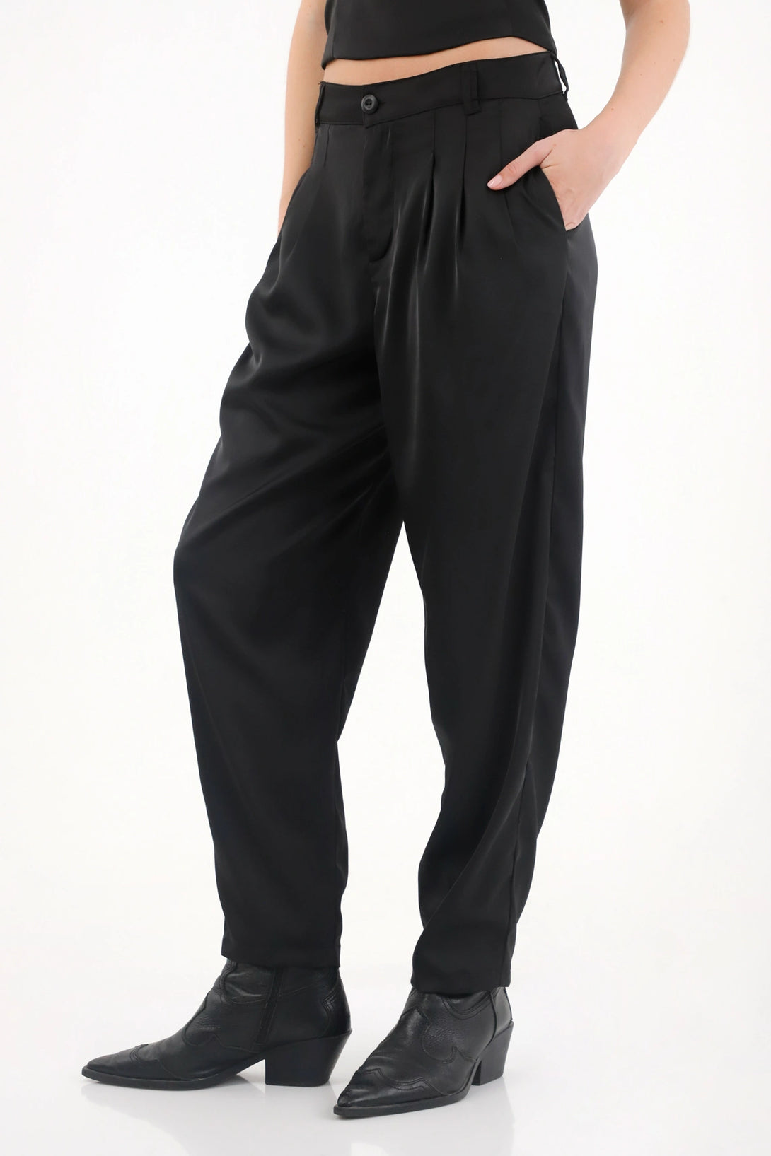 Black Satin Pants for Women