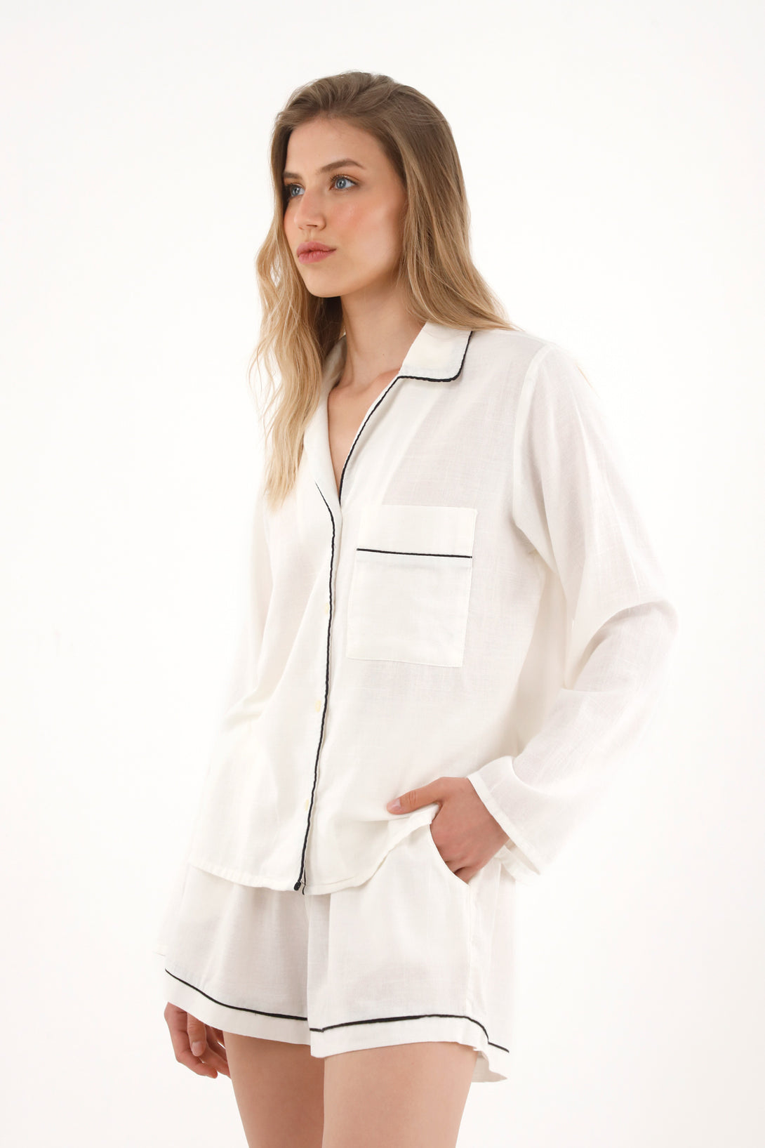 Women's Long Sleeve Top and Shorts Pajama Set