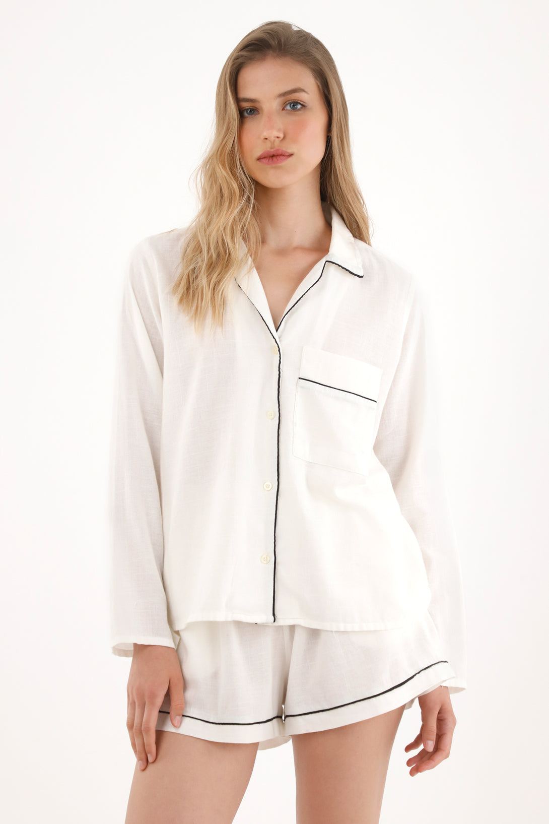 Women's Long Sleeve Top and Shorts Pajama Set