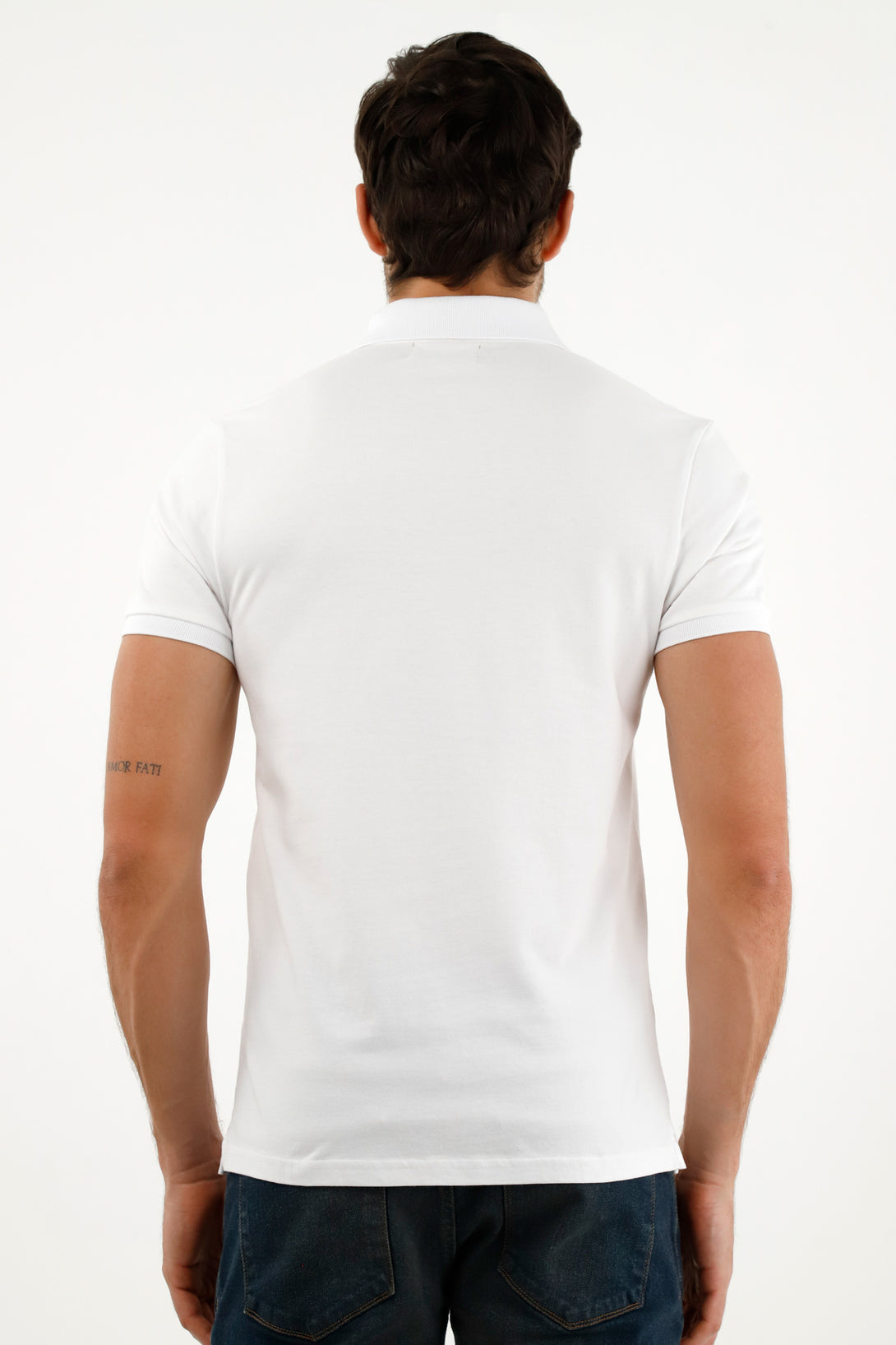 Polo blanca con raqueta  malla  para hombre