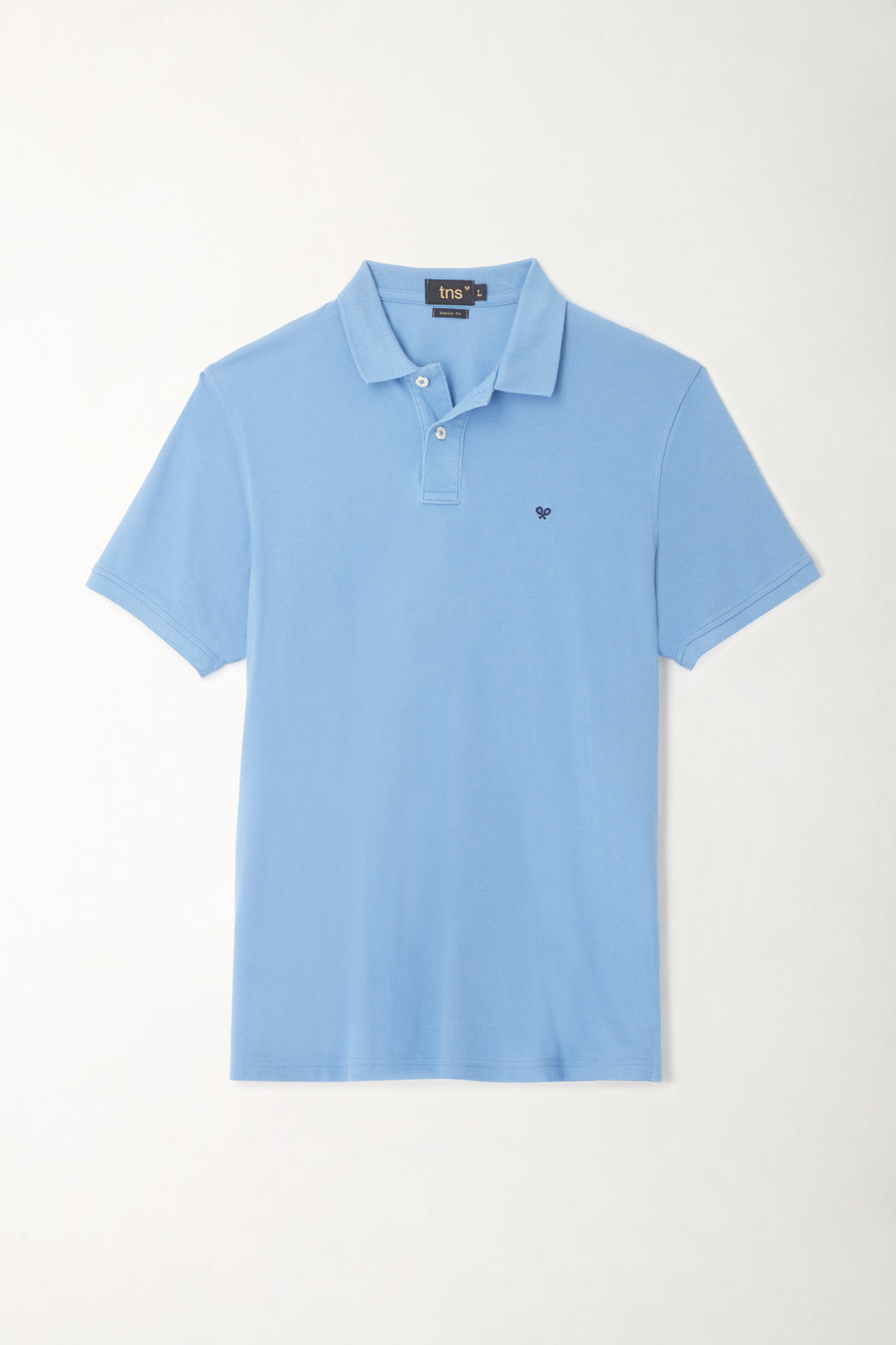 Men's Blue Polo Shirt with Multicolor Racket Design