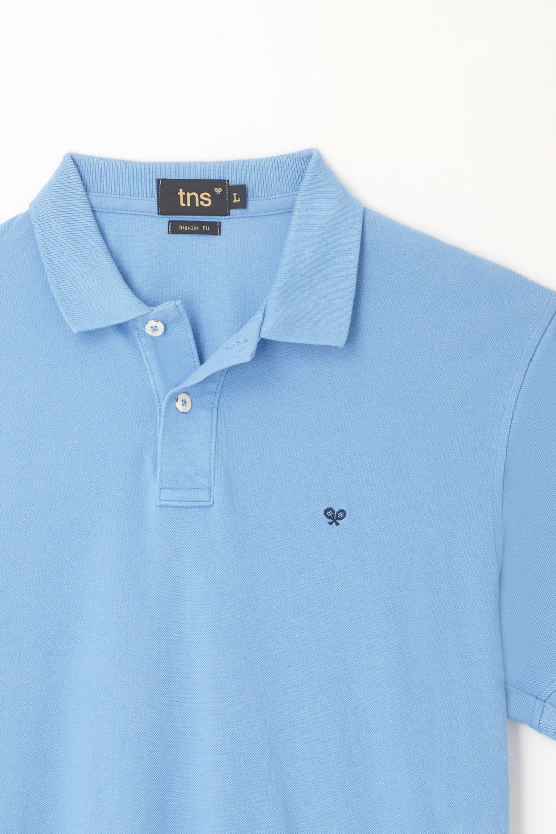 Men's Blue Polo Shirt with Multicolor Racket Design