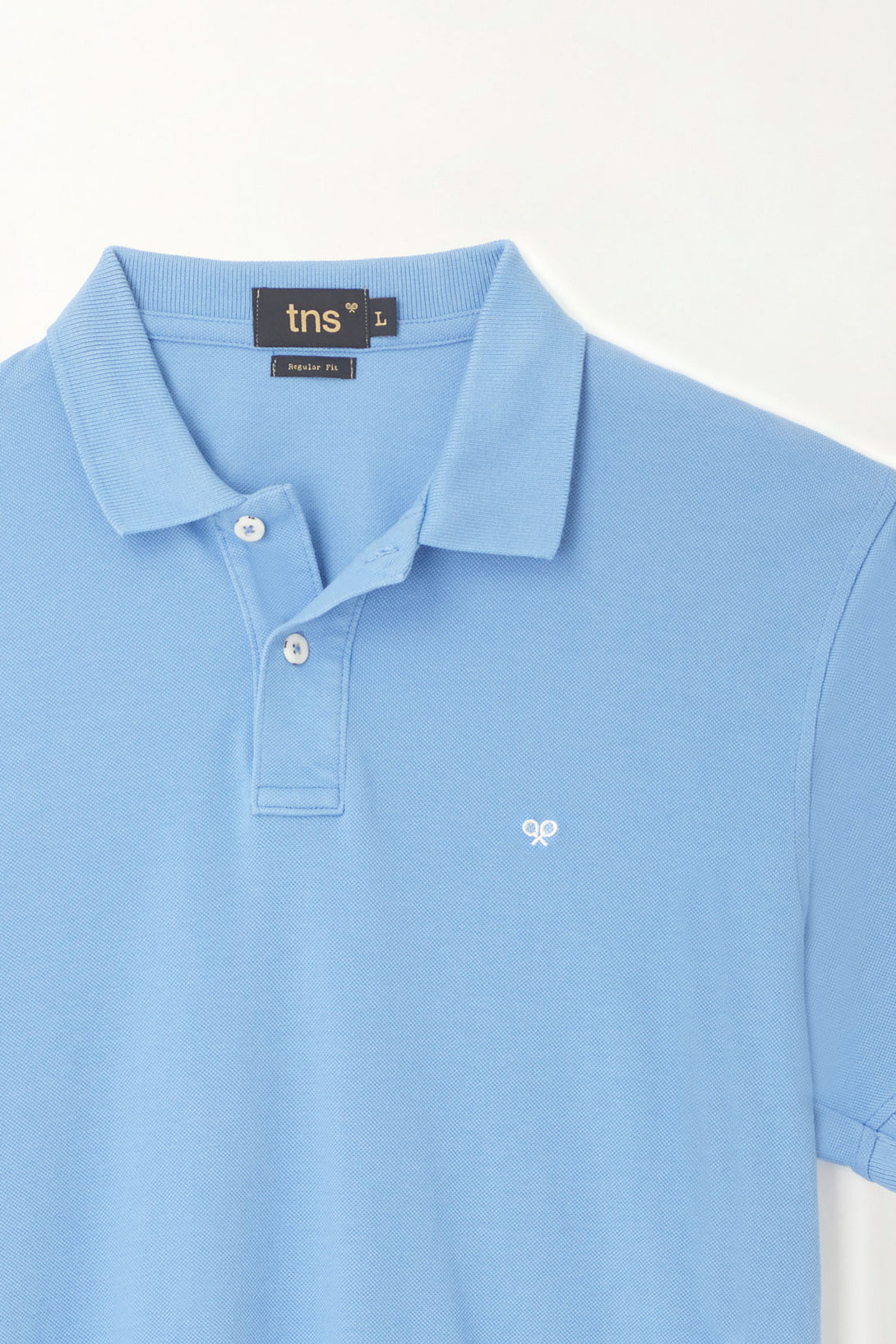 Men's Blue Polo Shirt with Multicolor Racket Design