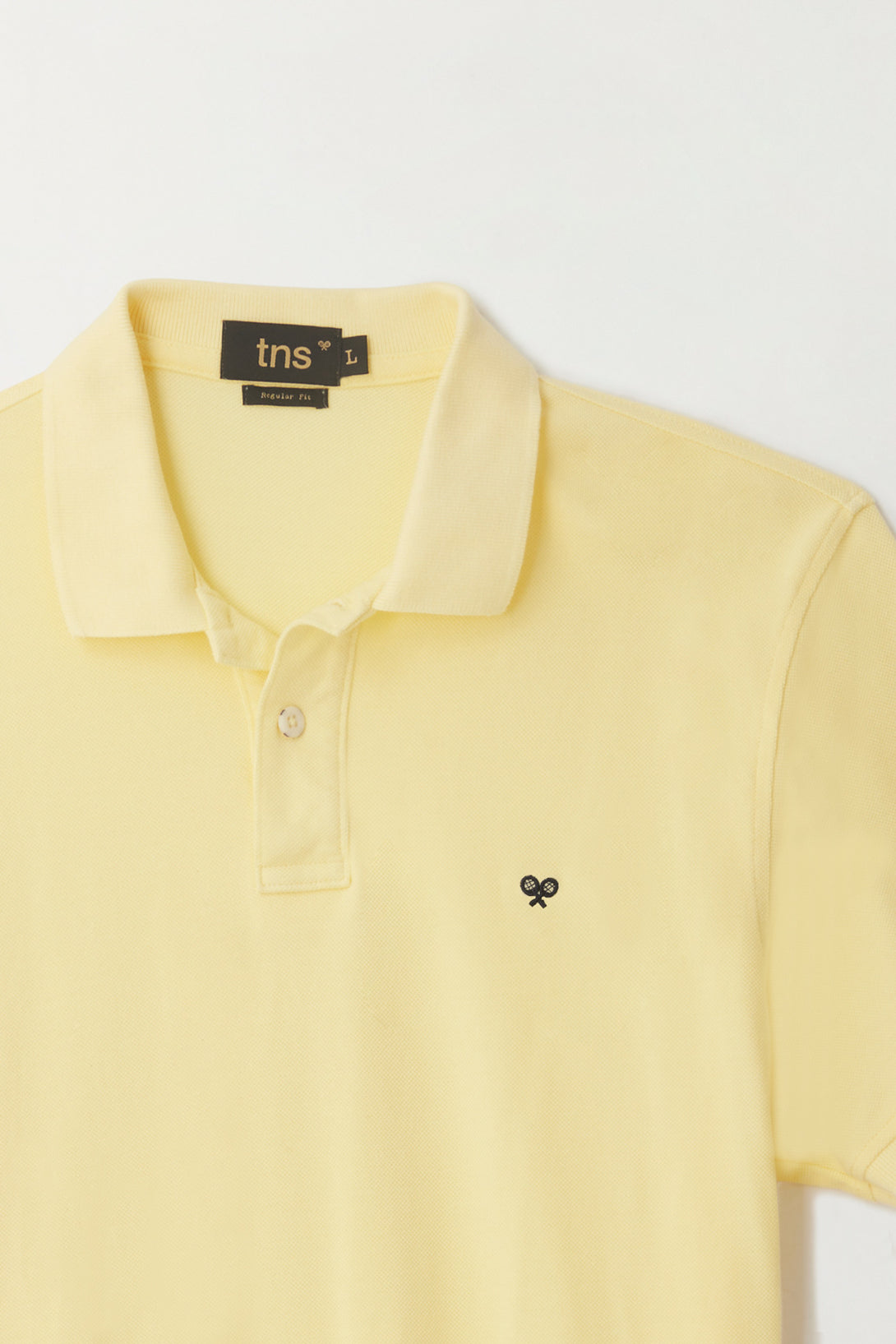 Men's Yellow Polo Shirt with Multicolor Racket Design