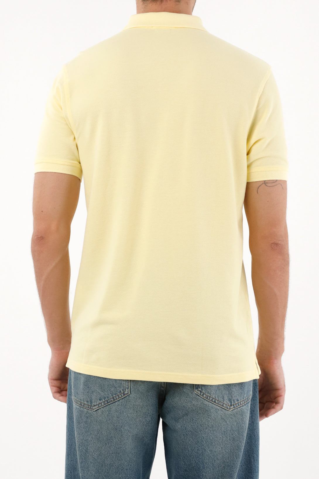 Men's Yellow Polo Shirt with Multicolor Racket Design
