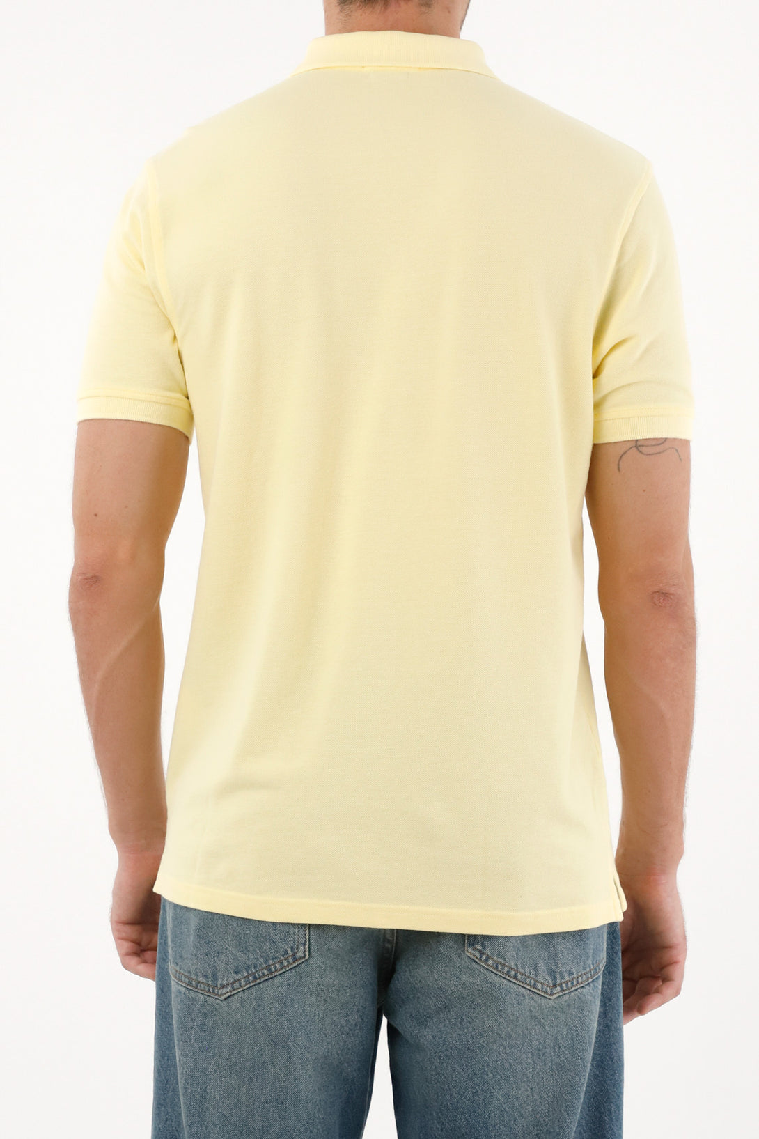 Men's Yellow Polo Shirt with Multicolor Racket Design
