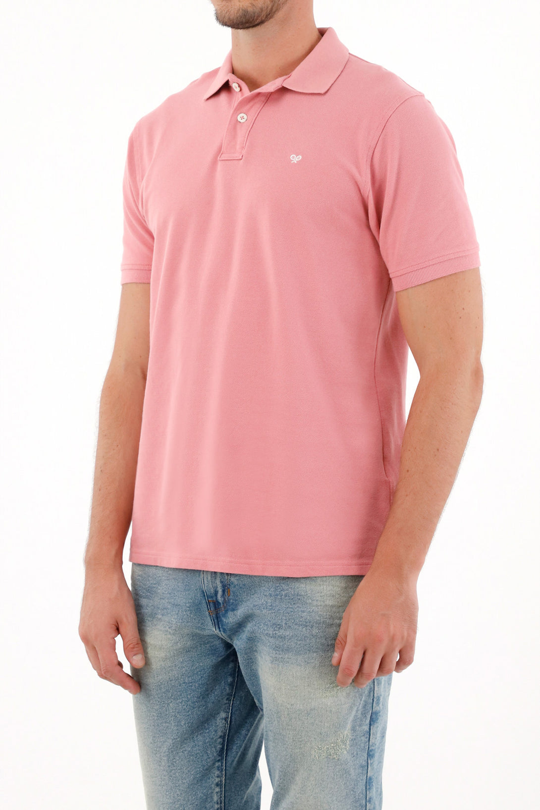 Polo rosada con raqueta multicolor para hombre